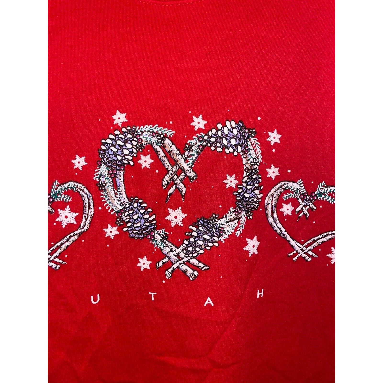 Jerzees Vintage Utah Sweatshirt CrewneckHear Love Red VTG 90s Large Size US L / EU 52-54 / 3 - 3 Thumbnail