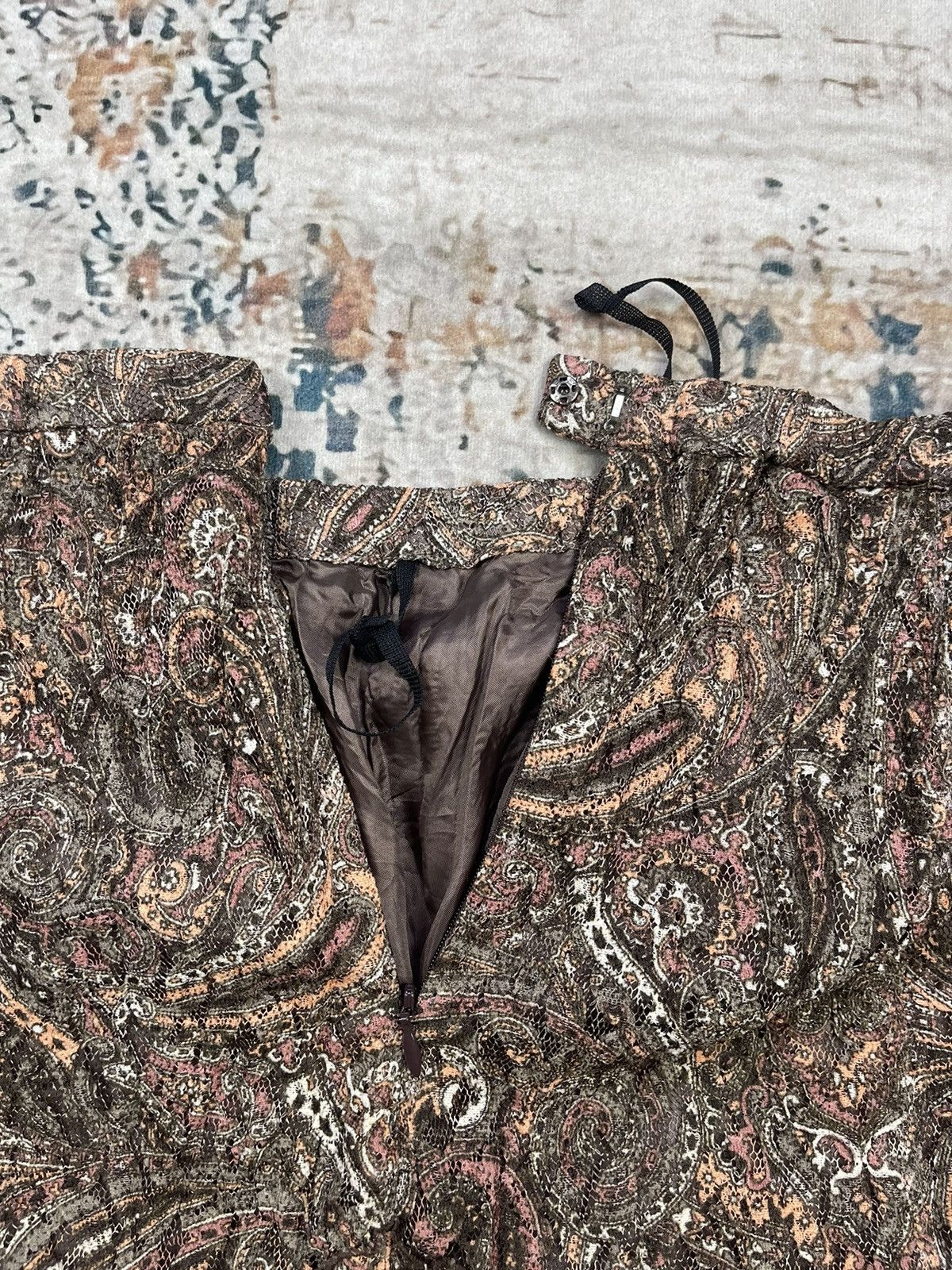 Longchamp Longchamp Zig Zag Brown Paisley Midi Skirts Size 29" - 6 Thumbnail