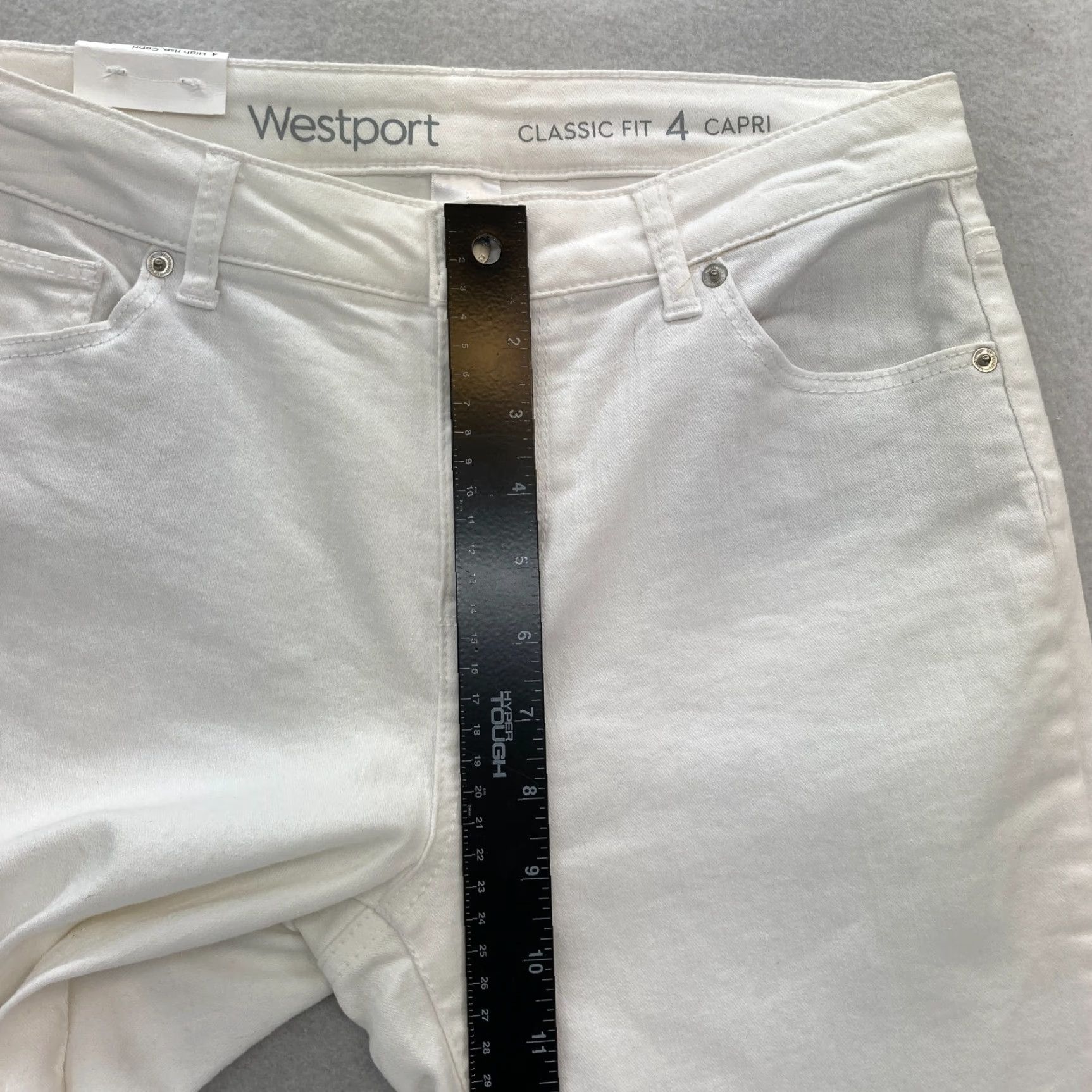 Vintage Westport Capri Jeans Women's 4 Classic Fit White Stretch Denim High Rise Casual Size 28" / US 6 / IT 42 - 6 Thumbnail