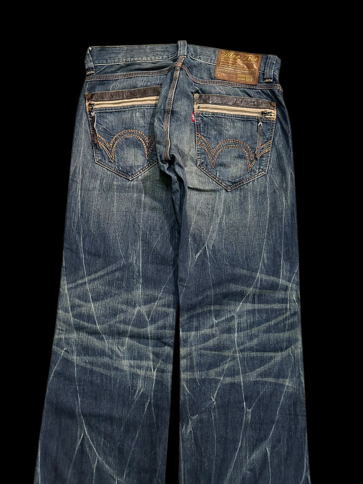 Japanese Brand × Kapital × Vintage EDWIN Blue Trip 503 Rare Design Denim ☠️☠️ Size US 36 / EU 52 - 11 Thumbnail