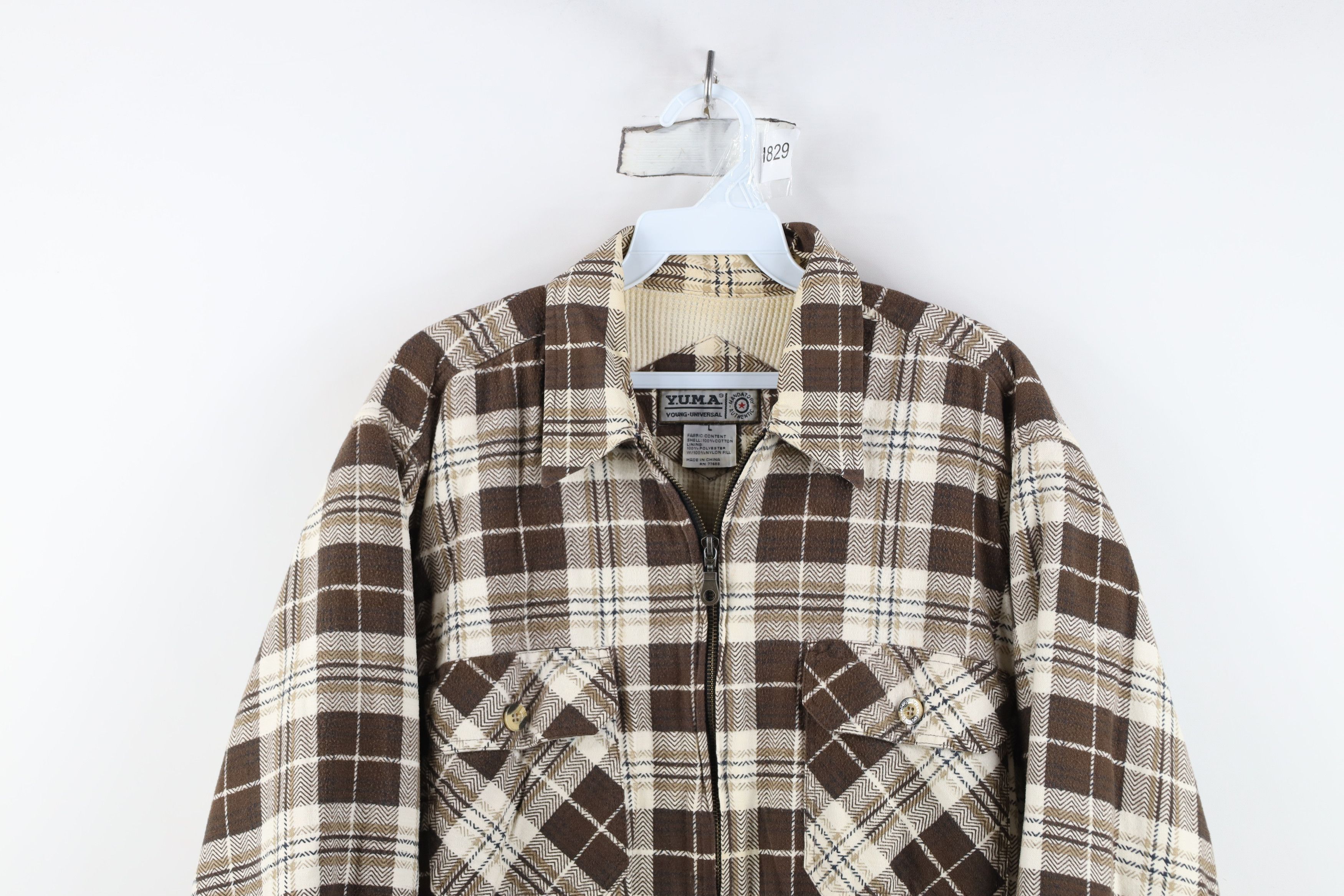 Vintage Vintage 90s Streetwear Knit Lined Flannel Shirt Jacket Size US L / EU 52-54 / 3 - 2 Thumbnail