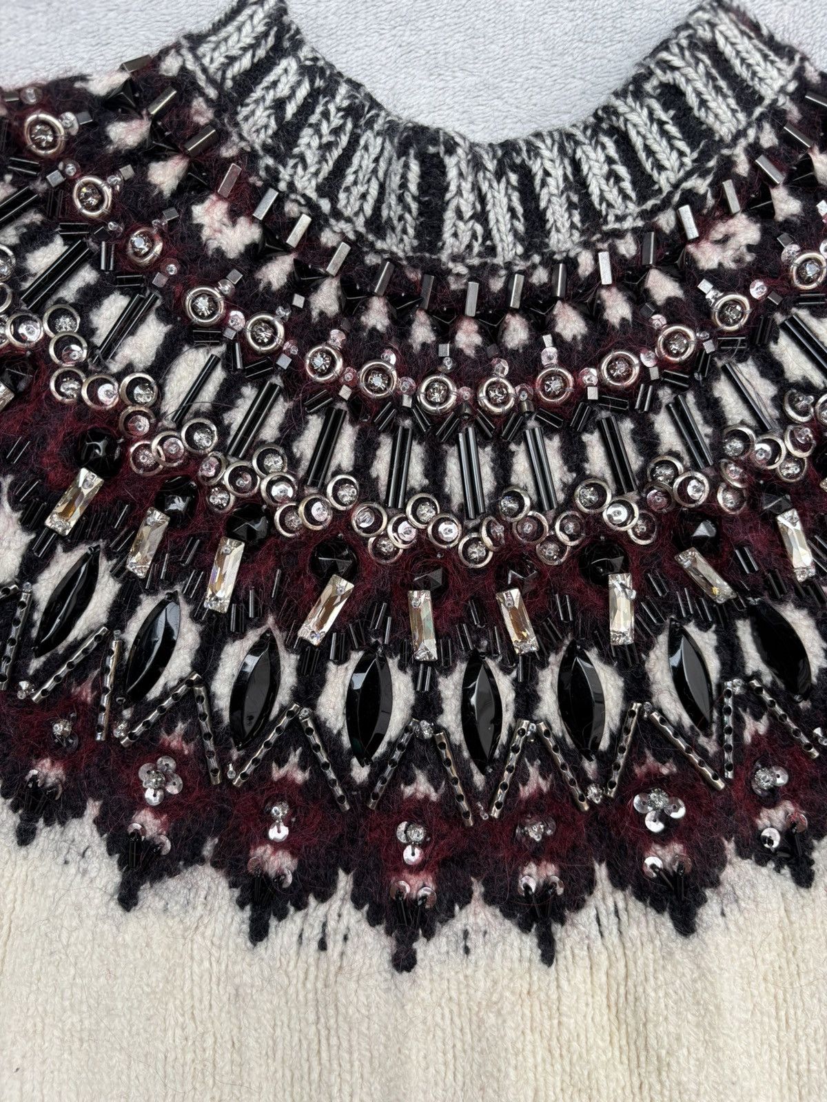Gucci Pre Fall 2015 Heavy Embellished Yoke Design Knit Sweater Size S / US 4 / IT 40 - 10 Thumbnail