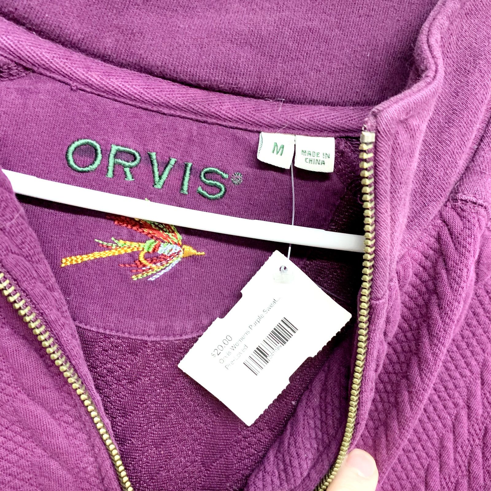 Orvis Orvis Sweater MD 1/4 Zip Purple Long Sleeve High Collar Knit Size M / US 6-8 / IT 42-44 - 4 Thumbnail