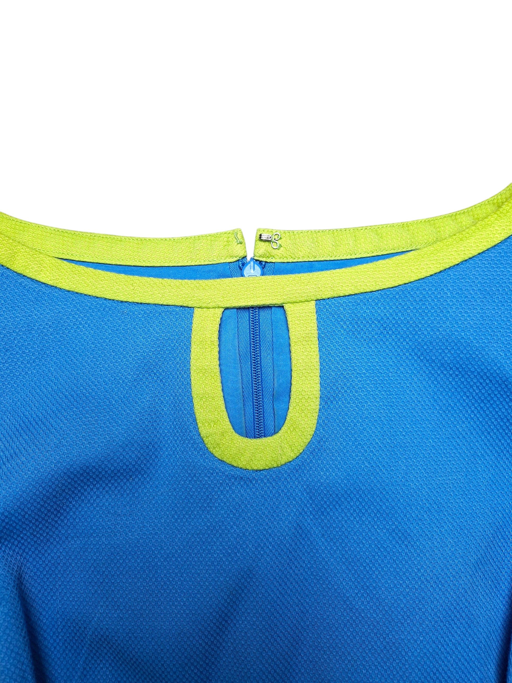 Talbots Talbots Blue Lime Green Mod Shift Dress Size M / US 6-8 / IT 42-44 - 3 Thumbnail