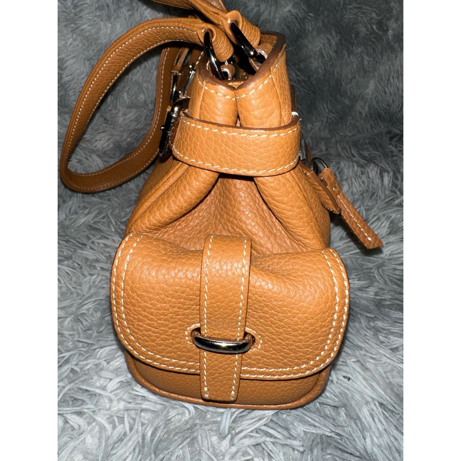 Dooney & Bourke DOONEY & BOURKE Brown Pebbled Leather Satchel Bag Purse Size ONE SIZE - 3 Thumbnail