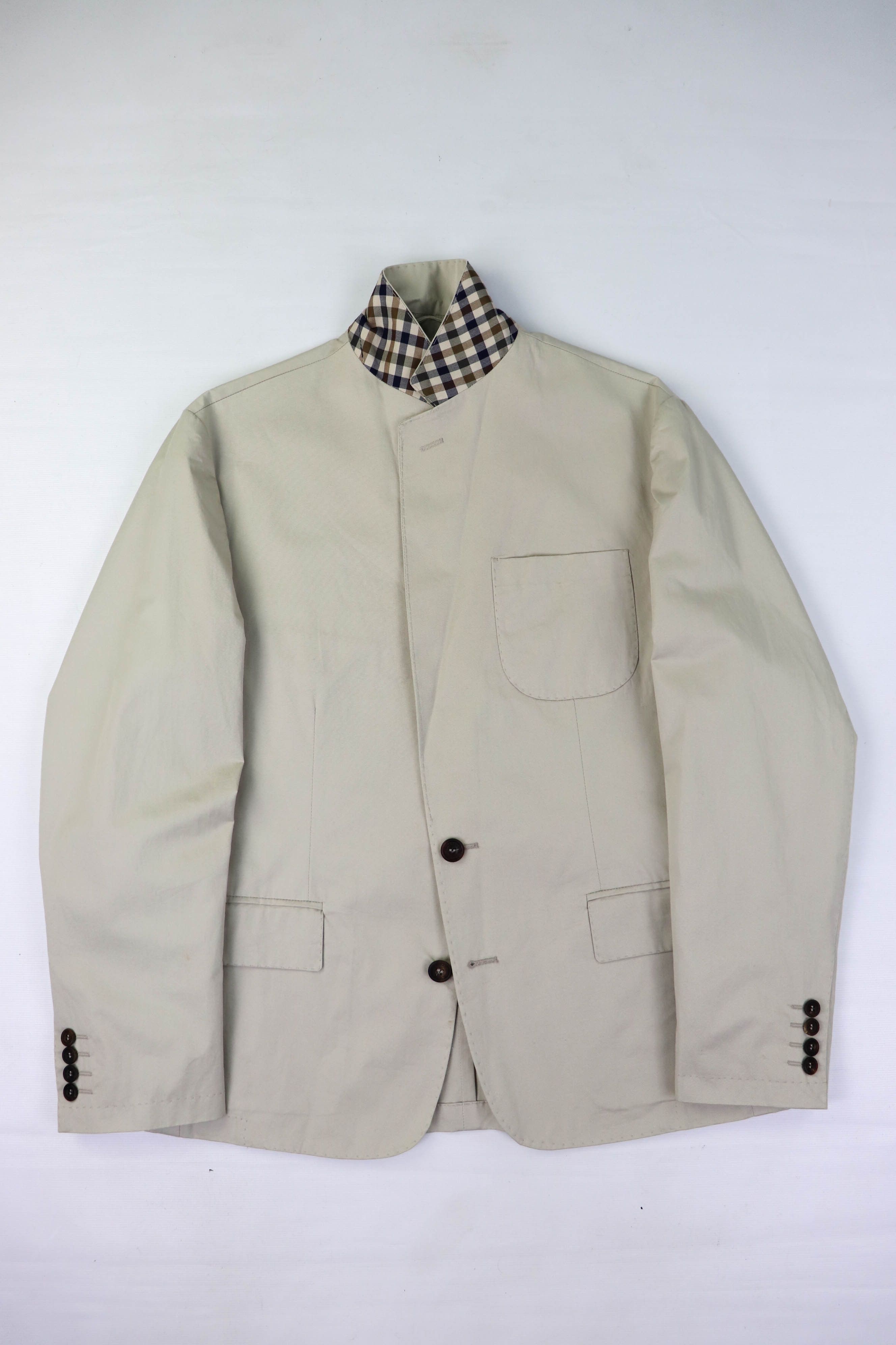 Aquascutum Aquascutum Made in Italy Light Beige Cotton Blazer Jacket Size 40S - 1 Thumbnail