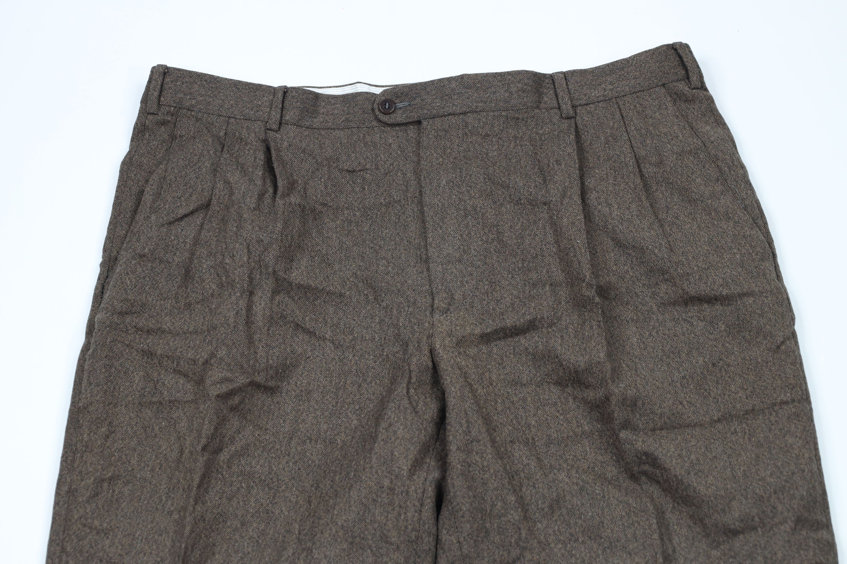 Vintage Vintage 90s Streetwear Wool Cashmere Tweed Chino Pants Brown Size US 44 / EU 60 - 2 Thumbnail