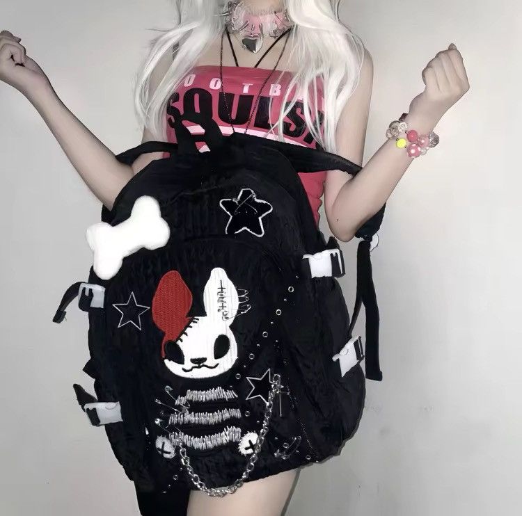Other Y2K Punk Devil Rabbit Backpack –Handmade Bone Star Chain Bag Size ONE SIZE - 2 Thumbnail