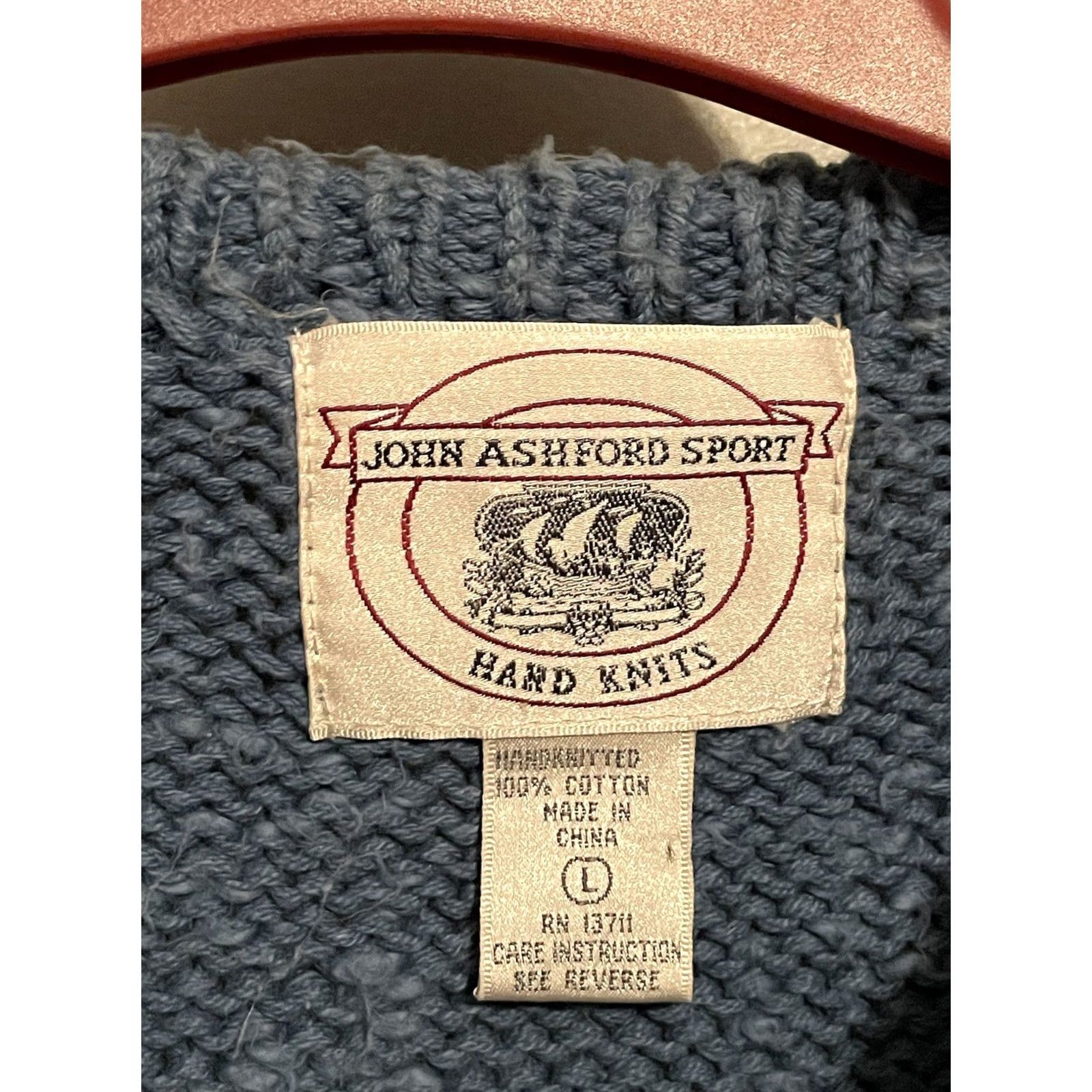 Vintage John Ashford Sport Hard Knits Cotton Sweater Knitted Size L Chunky Blue (E260) Size US M / EU 48-50 / 2 - 3 Thumbnail