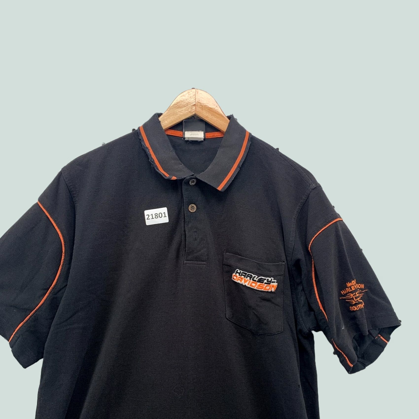 Harley Davidson Harley-Davidson Motorcycle Pocket Polo Shirt Black Orange Mens Large 22x31 Size US L / EU 52-54 / 3 - 1 Thumbnail