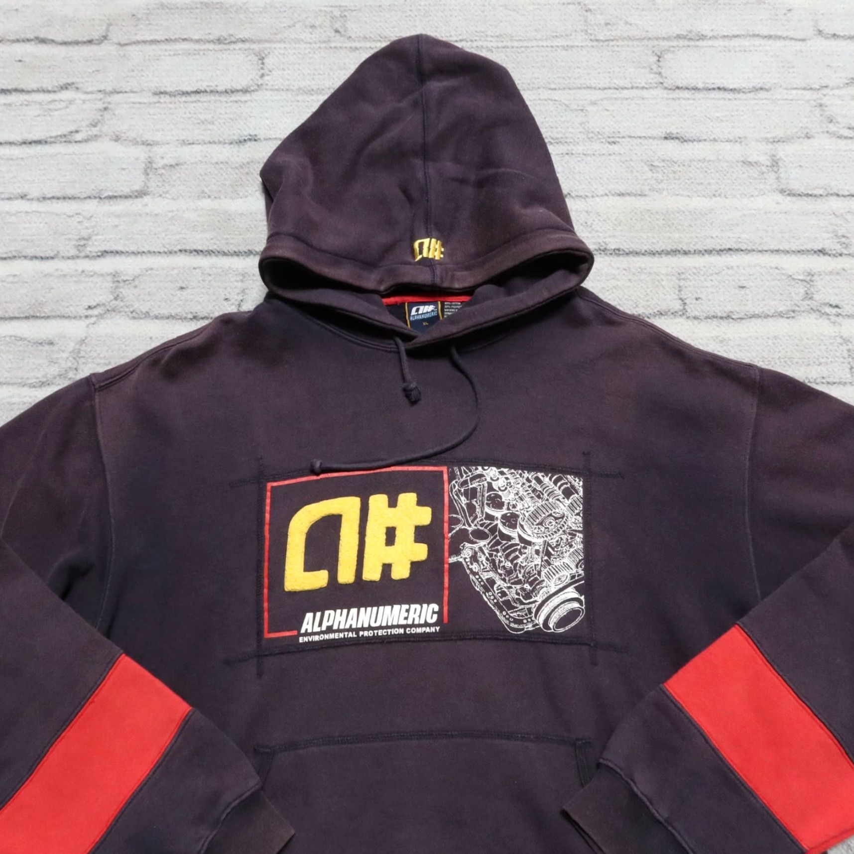 Vintage VINTAGE Alphanumeric Hoodie Sweatshirt Mens XL Navy Vintage Rare Alphanumeric Hoodie Sweatshirt 90s Concert Skate Size US XL / EU 56 / 4 - 3 Thumbnail