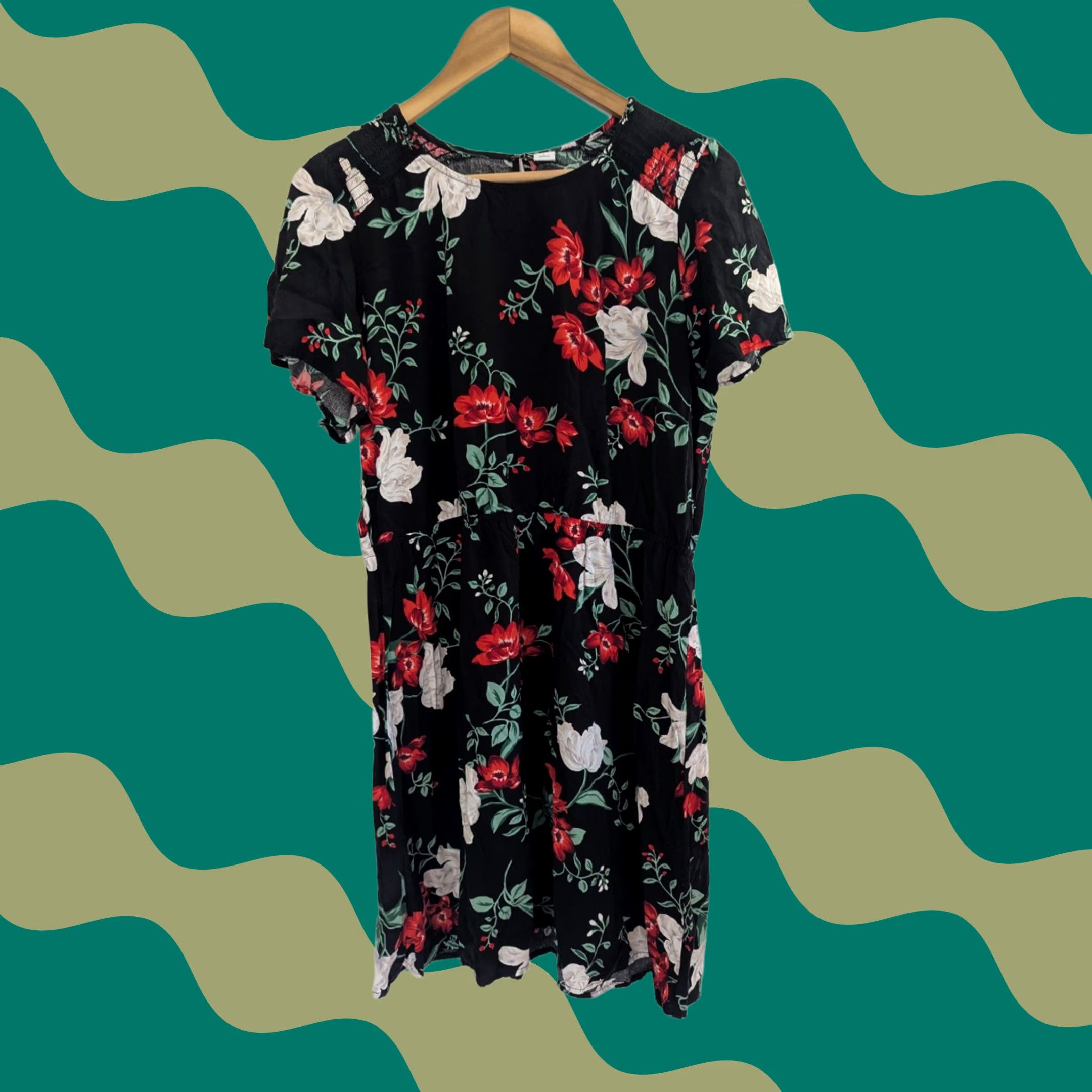 Old Navy Old Navy Short Sleeve Mini Dress Floral Women's L Blue EUC Light Weight Size 36" / US 14 / IT 50 - 1 Thumbnail
