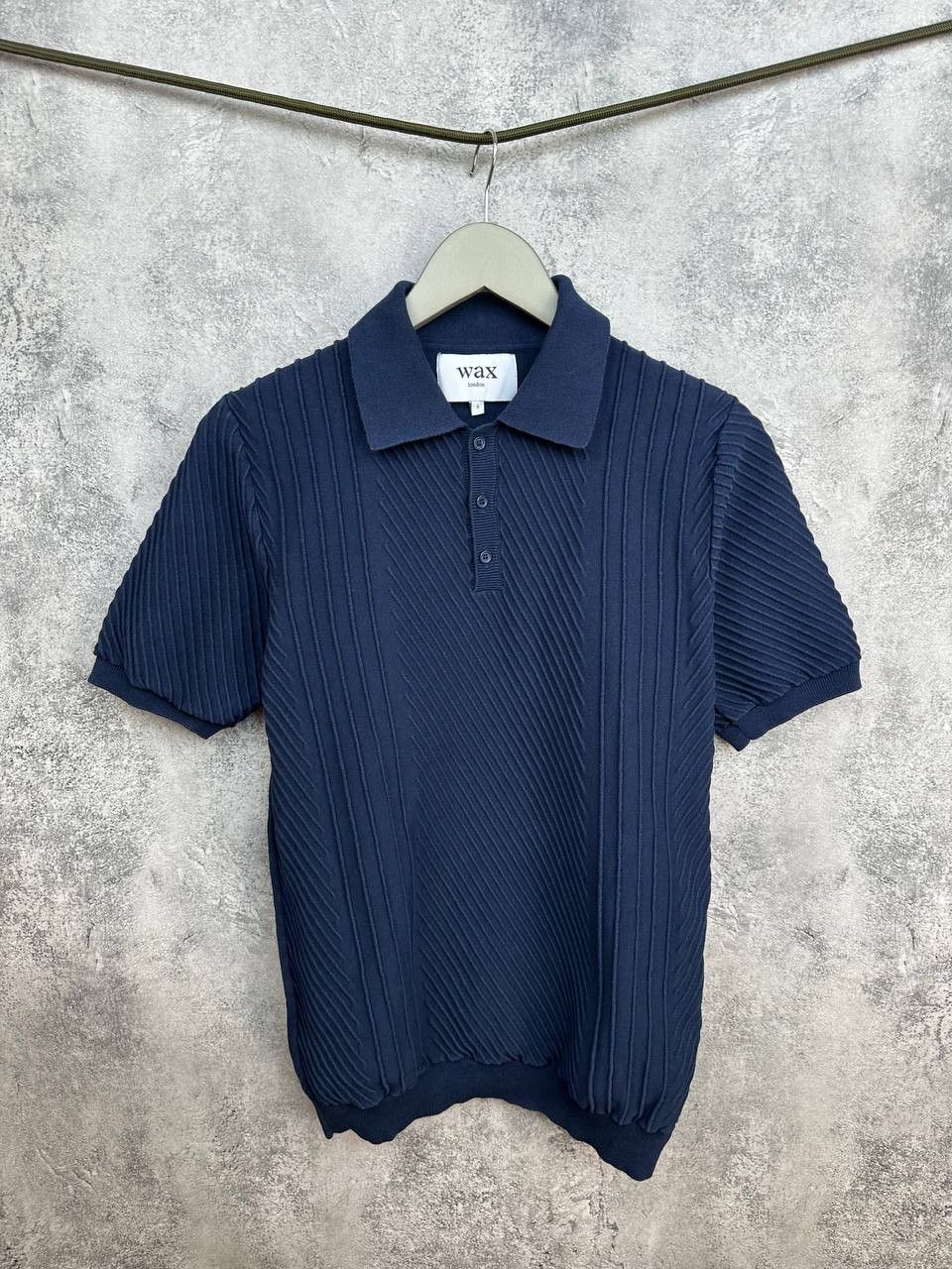 Wax London Wax London Naples Knit Polo Shirt Navy Ribbed SS Cuffs Size US S / EU 44-46 / 1 - 2 Thumbnail