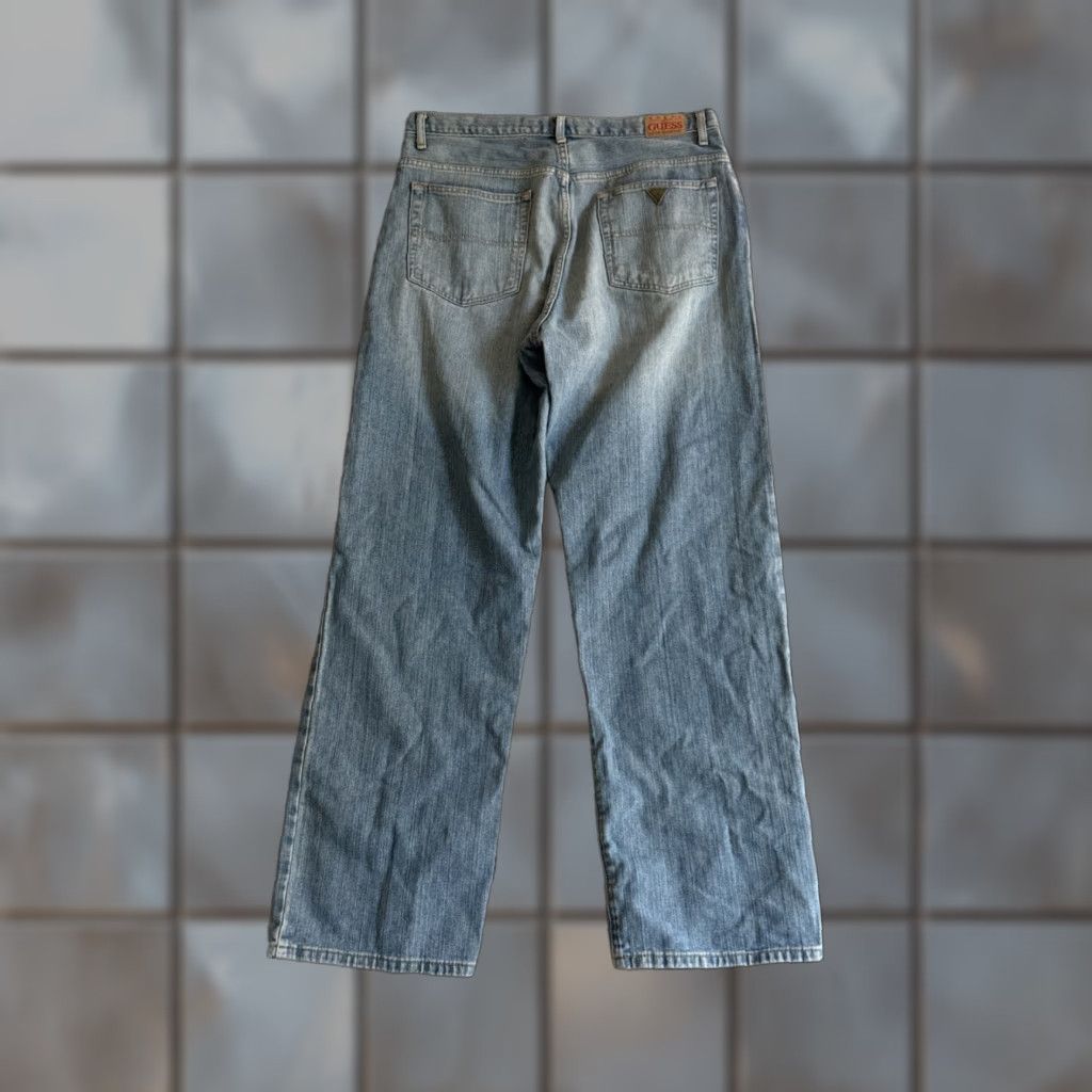 Guess VINTAGE Guess Jeans Denim Embroidered Y2K 90s 00s Wide-Leg Blue 34x34 Mens Size 34 Inseam 32 Size US 34 / EU 50 - 1 Thumbnail