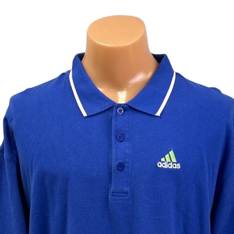 Adidas Adidas Mens 2XL Blue Short Sleeve Collared Polo Shirt Size US XXL / EU 58 / 5 - 2 Thumbnail