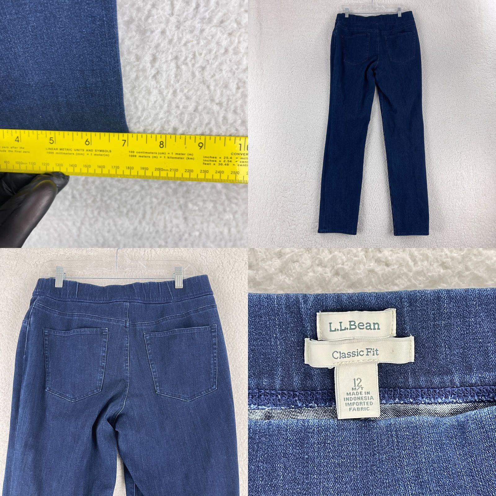 Vintage L.L. Bean Jeans Women Size 12 M/T Blue Denim Classic Fit Pull On Stretch Jegging Size 34" / US 12 / IT 48 - 8 Thumbnail