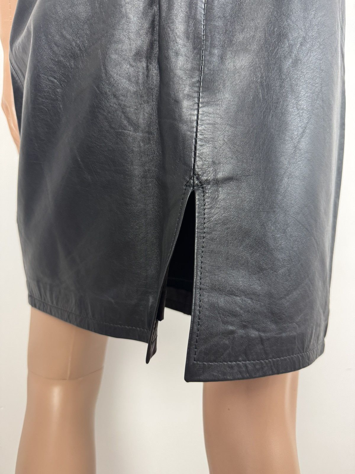 Other Vintage 80s PELLE CUIR Leather High-Waisted Pencil Skirt Size 27" / US 4 / IT 40 - 6 Thumbnail