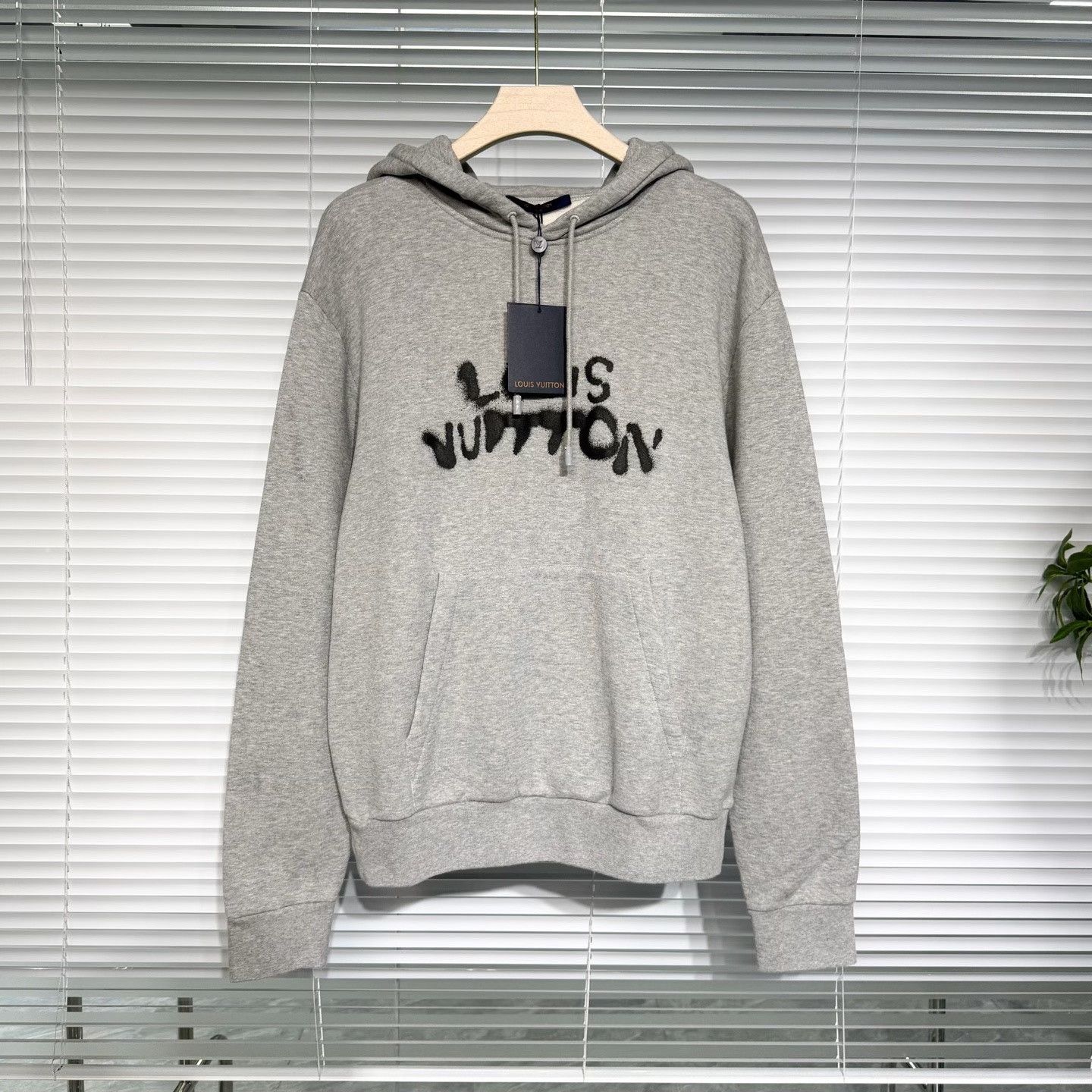 Louis Vuitton LV Gray Hoodie Graffiti Logo Neon Print Size US L / EU 52-54 / 3 - 1 Thumbnail