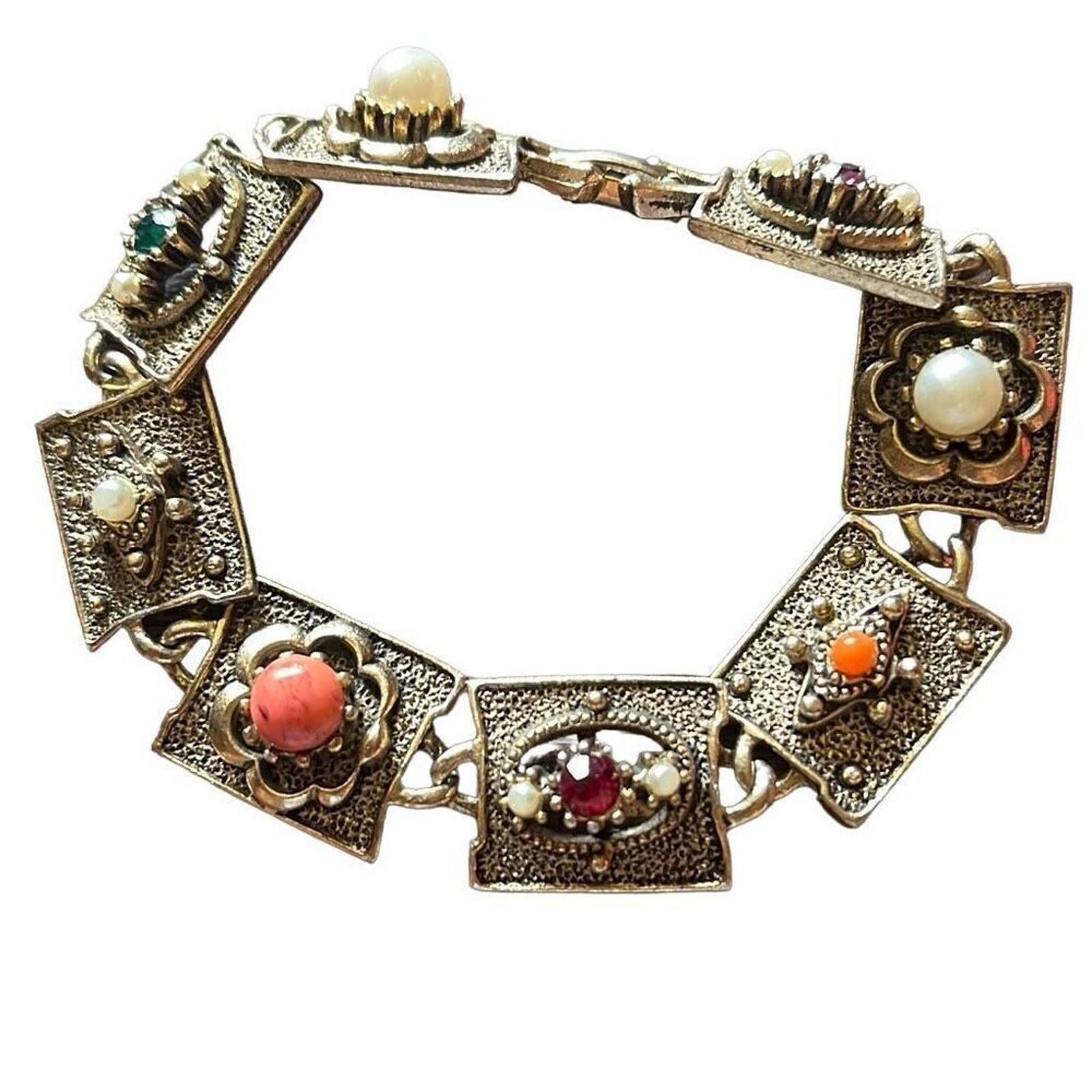 Designer Vintage signed Merique art neveau bracelet 7 inches Size ONE SIZE - 1 Thumbnail