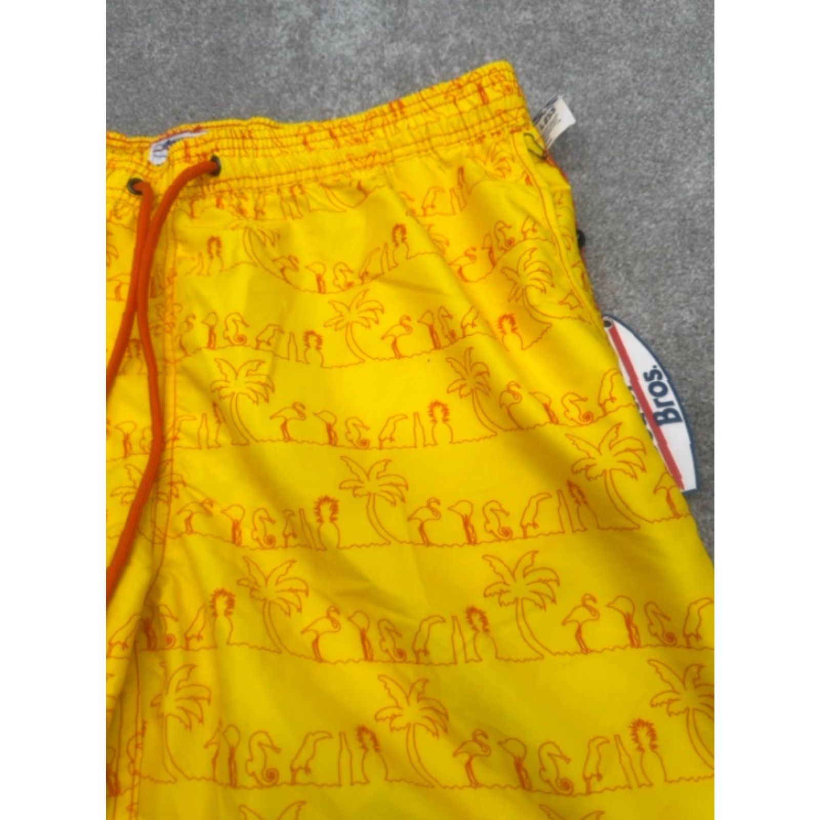 Vintage NWT Beach Bros. Swim Trunks Board Shorts Mens 2XL Yellow Pockets Drawstring Size US 39 - 4 Thumbnail
