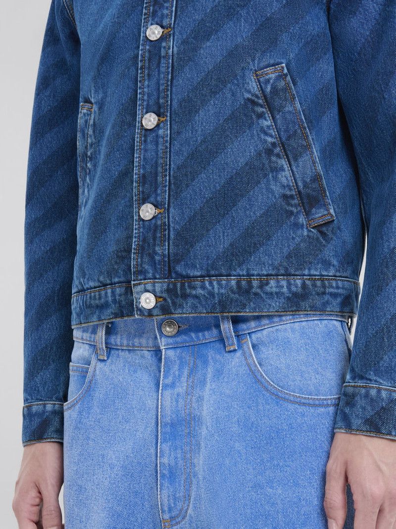 Marni o1f1d3z0326 Striped Denim Jacket in Blue Size US S / EU 44-46 / 1 - 5 Thumbnail