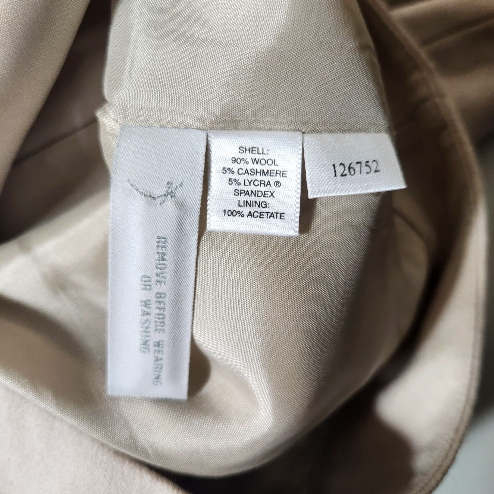 Vintage AT Studio Wmns Wool Cashmere High Rise Cuffed Wide Leg Dress Pants-Size 6 NWT Beige Wool Dress Pants Wide-Leg Office Womens Size 28" / US 6 / IT 42 - 5 Thumbnail