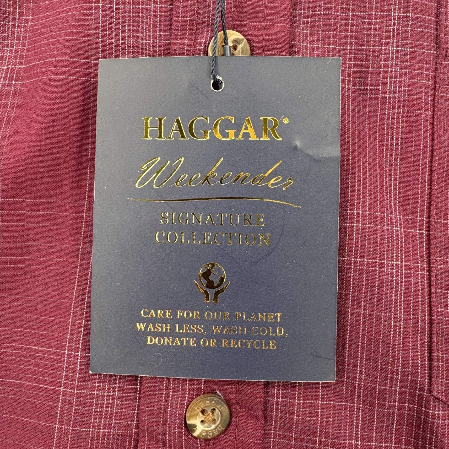Haggar Haggar Shirt Mens Medium Red Plaid Long Sleeve Button-Up Casual NWT Easy Care Wrinkle Resistant Pockets Cotton Polyester Button-Down - Mens Size US M / EU 48-50 / 2 - 5 Thumbnail
