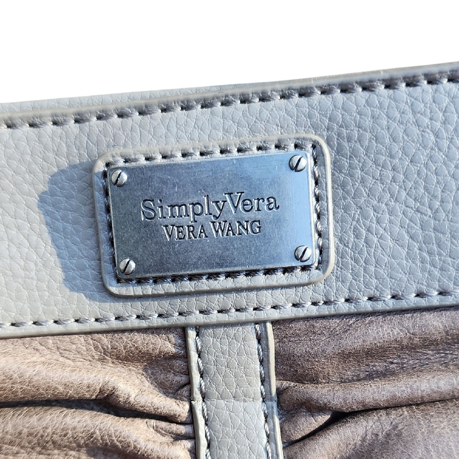 Vera Wang Simply Vera Elegant Tan Leather Tote Bag Size ONE SIZE - 2 Thumbnail
