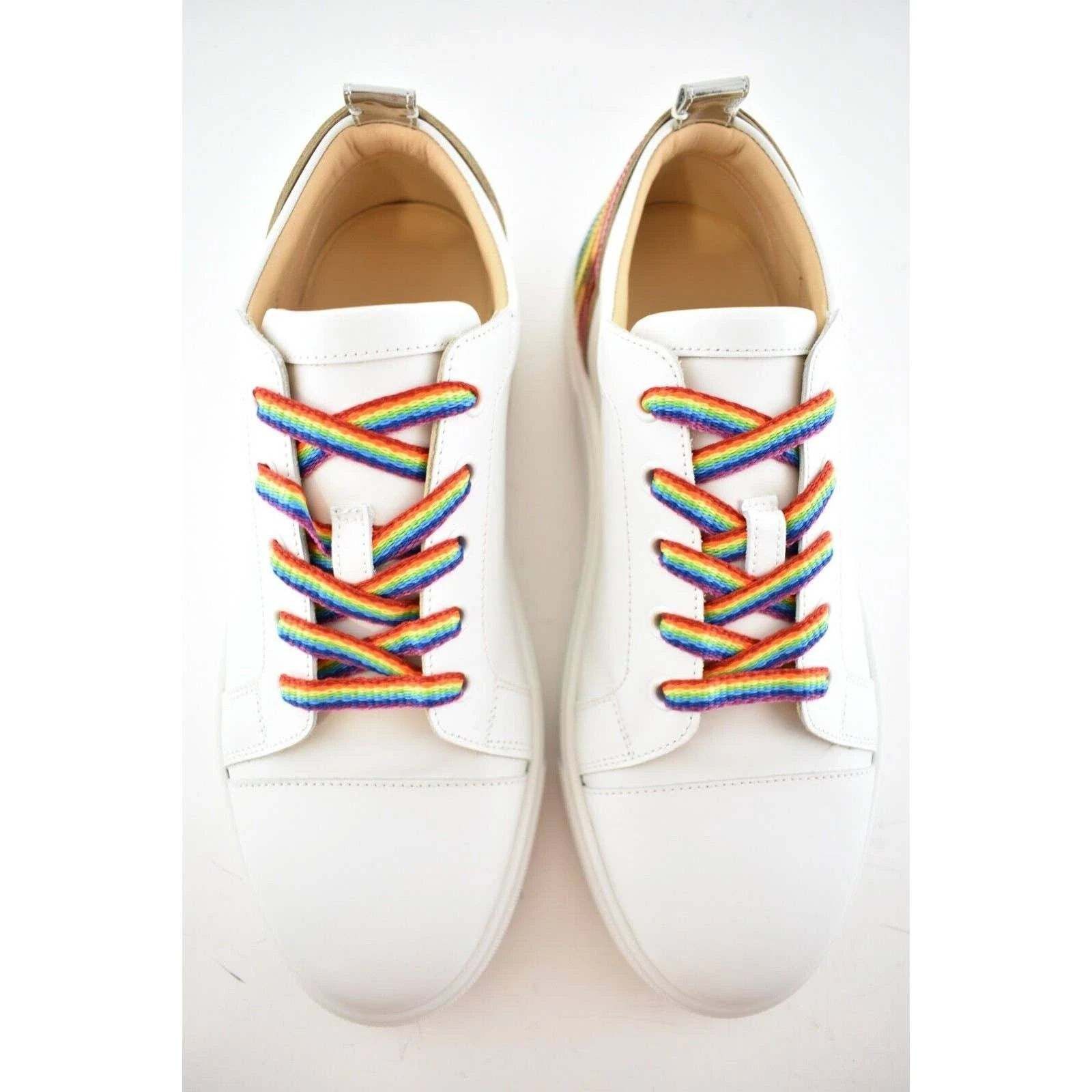Christian Louboutin Christian Louboutin White Rainbow Lace Up Low Top Sneaker 40 Size US 10 / IT 40 - 7 Thumbnail