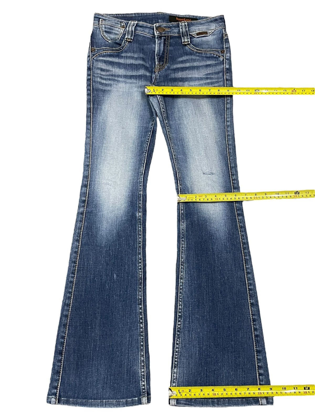 Hysteric Glamour Vintage Ripped Women Denim Sweet Camel Blue Wash Flare Jeans Size 30" / US 8 / IT 44 - 15 Thumbnail