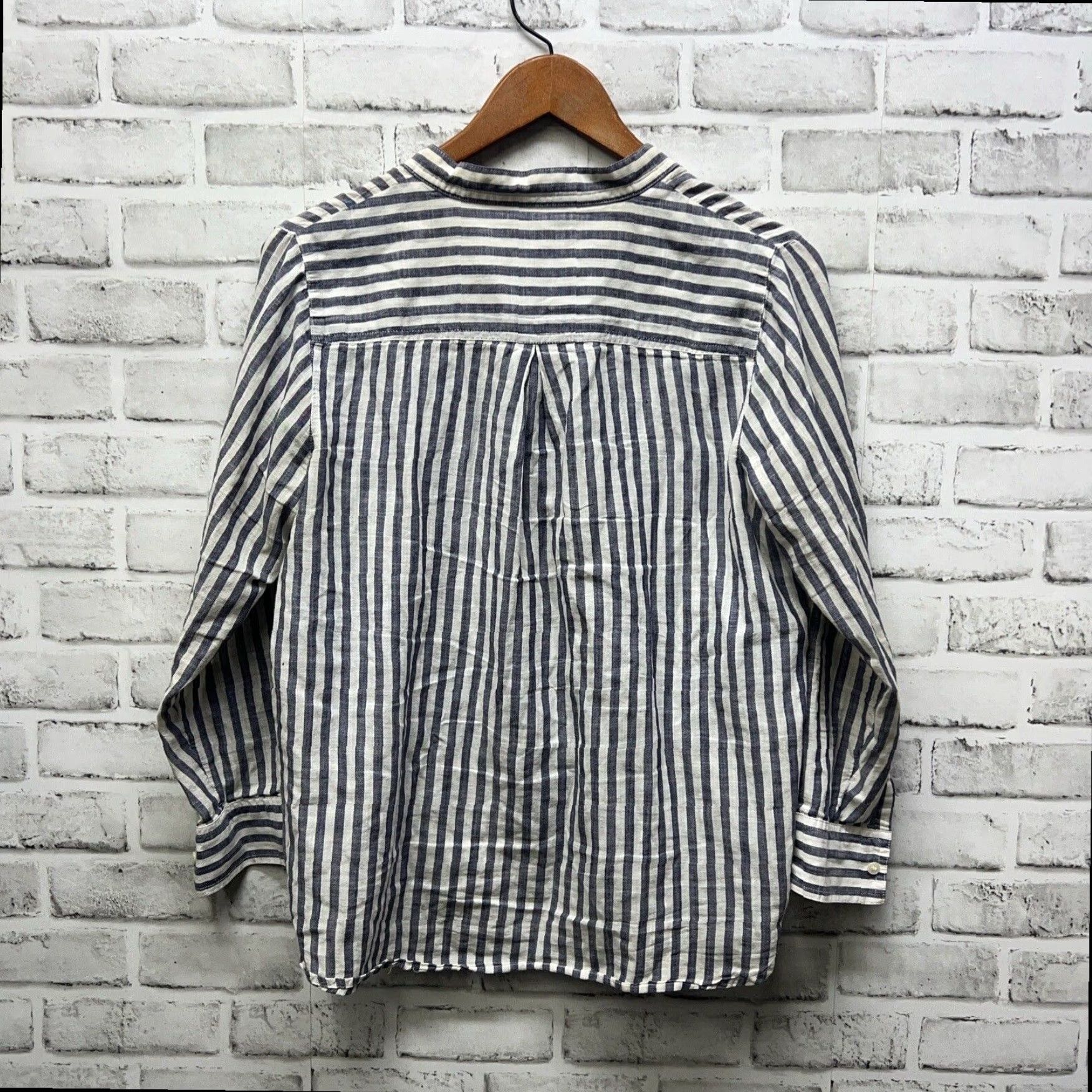 Madewell Madewell Striped Blouse Womens Small Gray Size S / US 4 / IT 40 - 5 Thumbnail