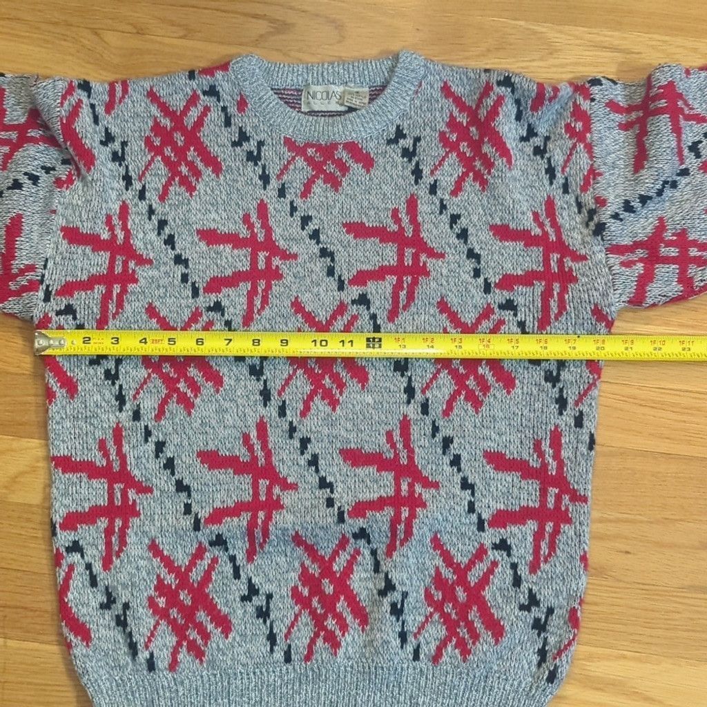 Vintage Vintage sweater 80s 90s Small Grey w red hashtag print Size US S / EU 44-46 / 1 - 6 Thumbnail