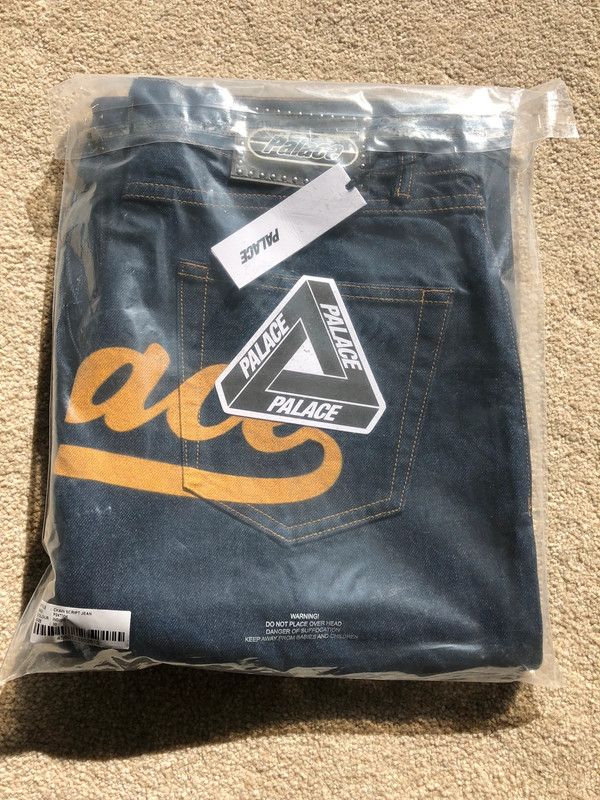 Palace Palace chain script jeans Indigo 32 | Grailed