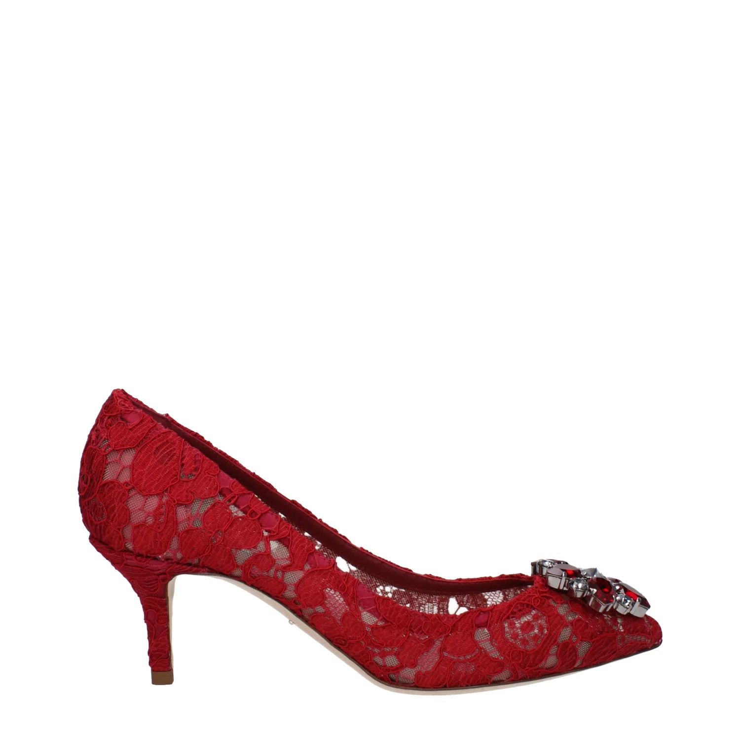 ob1o1e1124 Lace Pumps in Red