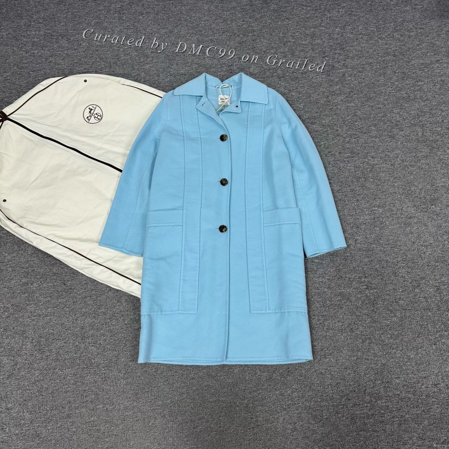 Hermes Hermes Baby Blue Cashmere Coat Size 34 Size XXS / US 00 / IT 34 - 1 Thumbnail