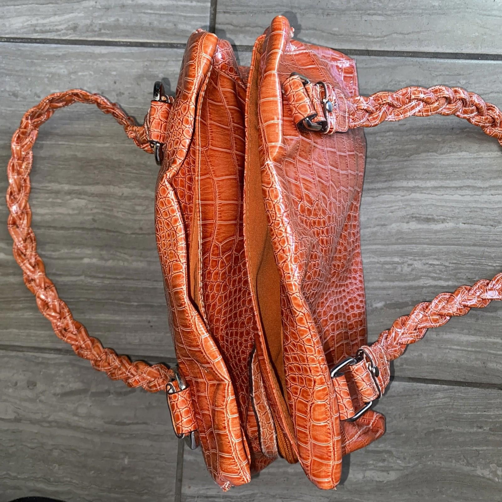 Fratelli Rossetti Rossetti Orange Faux Croc Skin Shoulder Bag Size ONE SIZE - 4 Thumbnail