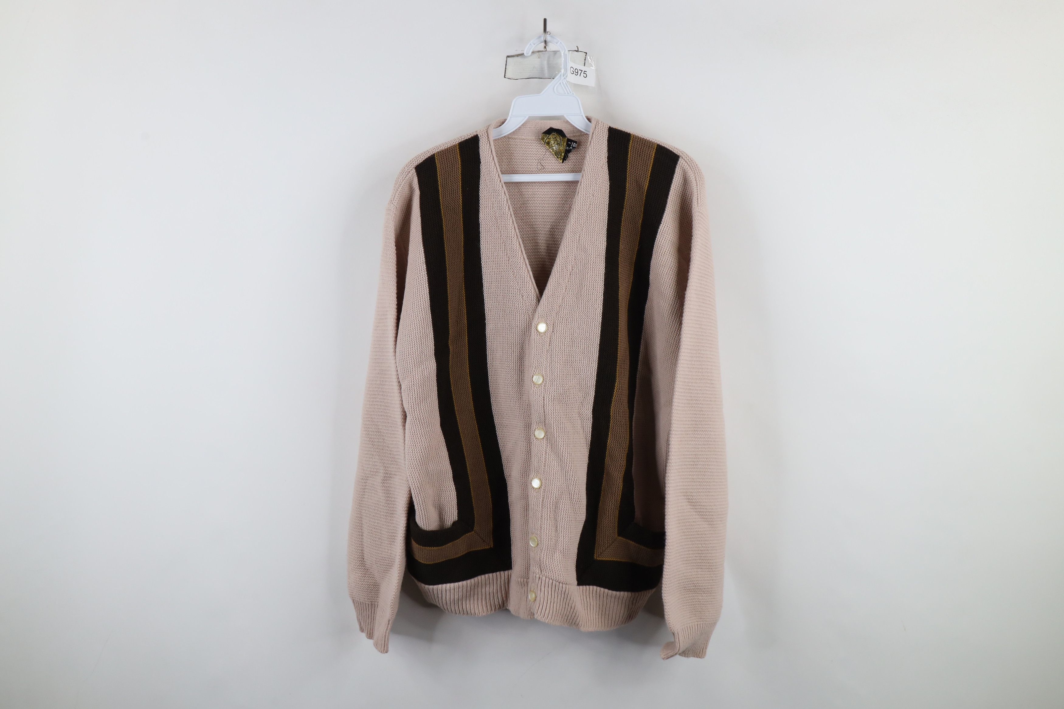 Vintage Vintage 50s 60s Rockabilly Block Knit Cardigan Sweater USA Size US L / EU 52-54 / 3 - 1 Thumbnail