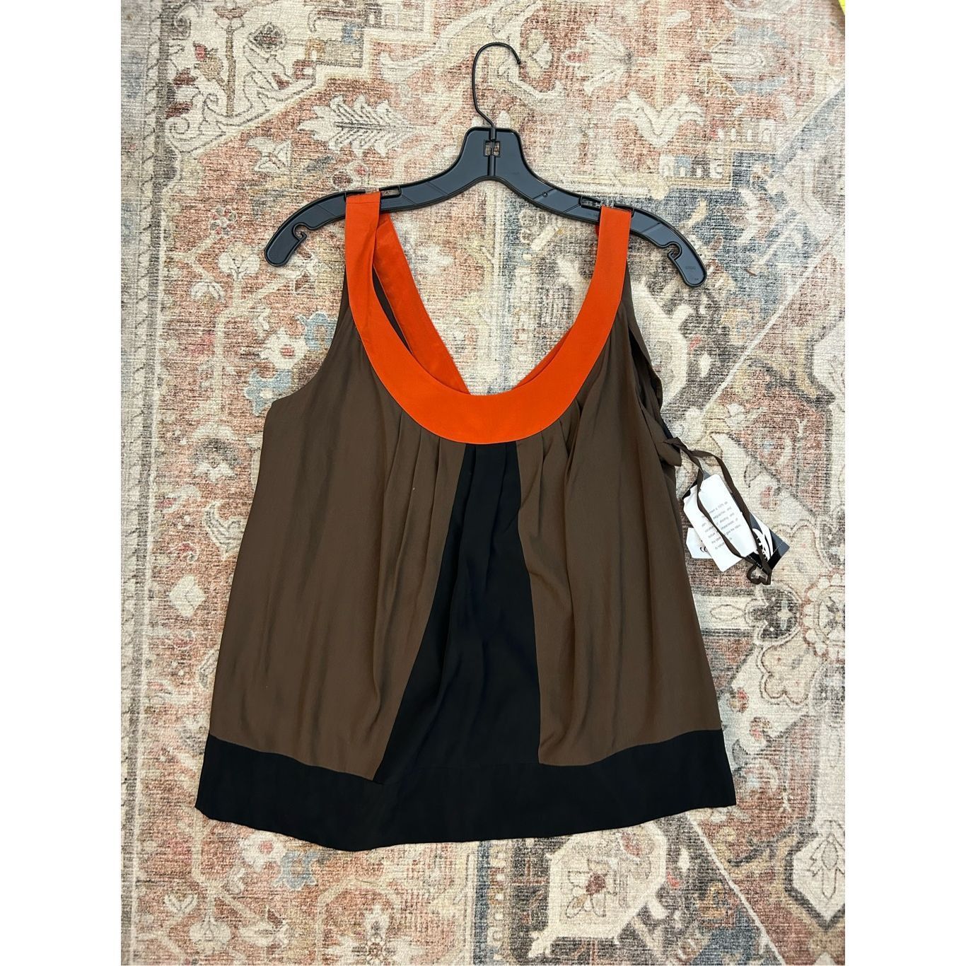 Nine West Nine West NWT Silk Brown Orange Black Sleeveless Blouse, Sz Size M / US 6-8 / IT 42-44 - 1 Thumbnail