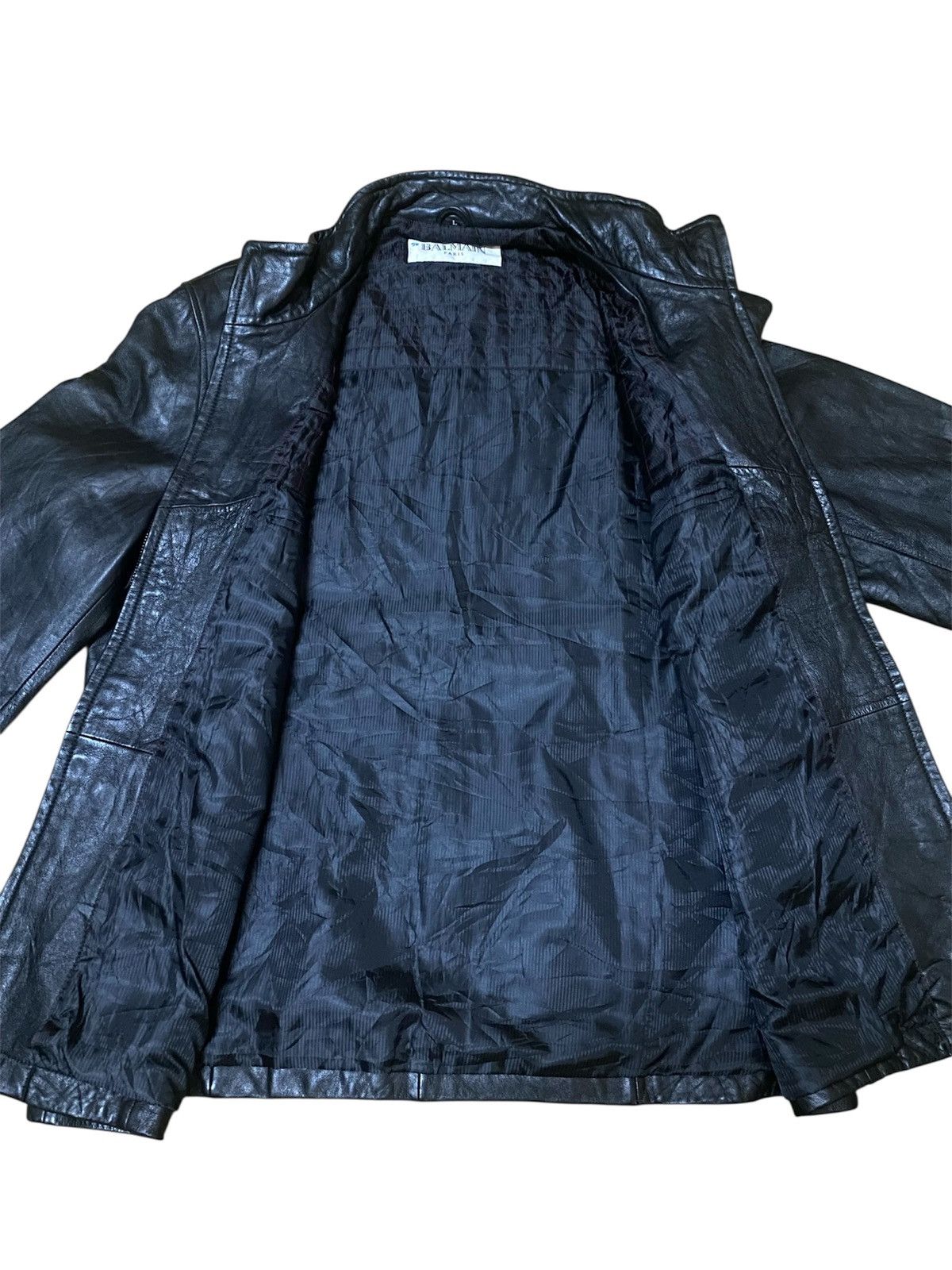 Balmain Vintage Balmain Black Leather Long Jacket Size US L / EU 52-54 / 3 - 2 Thumbnail