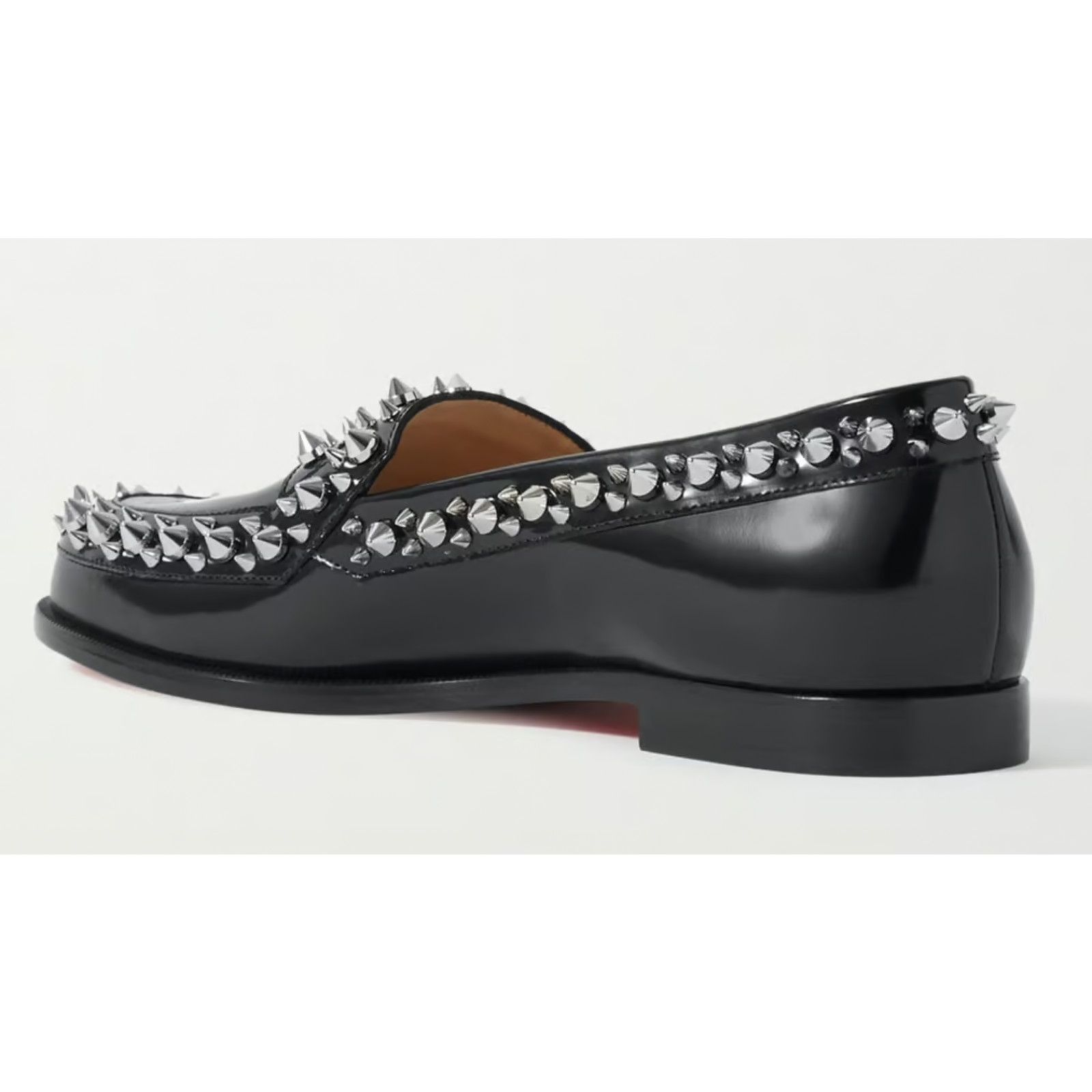 Christian Louboutin Mattia Spikes Donna Flat Black Calf Leather Slip Loafer 38 Size US 8 / IT 38 - 7 Thumbnail