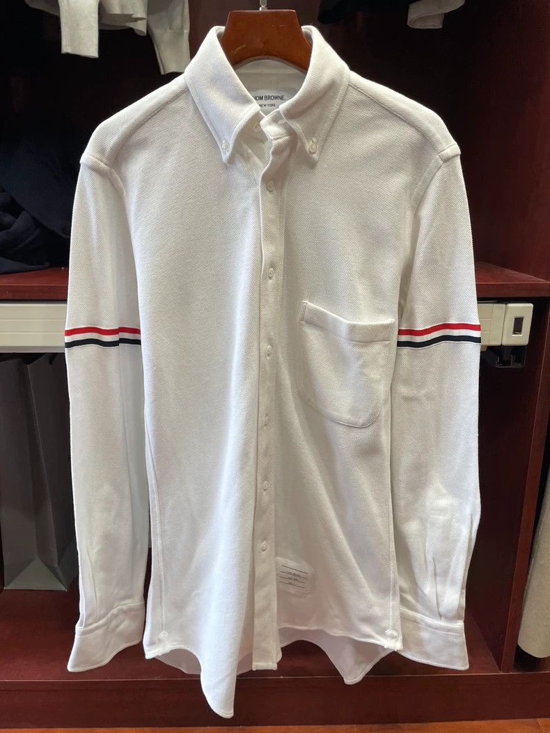 Thom Browne Thom Browne Striped Cotton Long-Sleeve Shirt - dmc Size US M / EU 48-50 / 2 - 1 Thumbnail