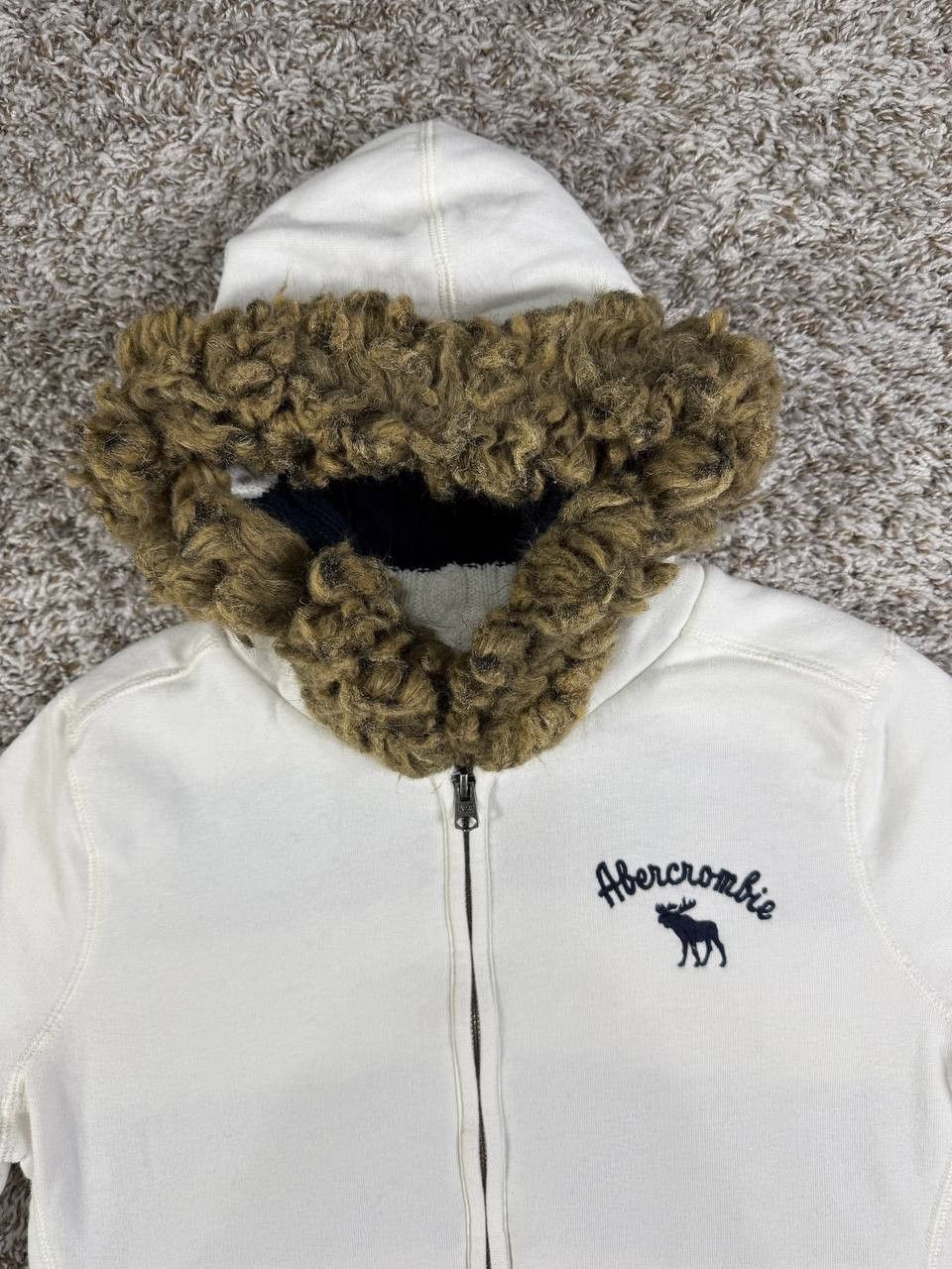 Abercrombie & Fitch Vintage Abercrombie Fitch Rabbit Hair Zip Hoodie Knit Size L / US 10 / IT 46 - 2 Thumbnail