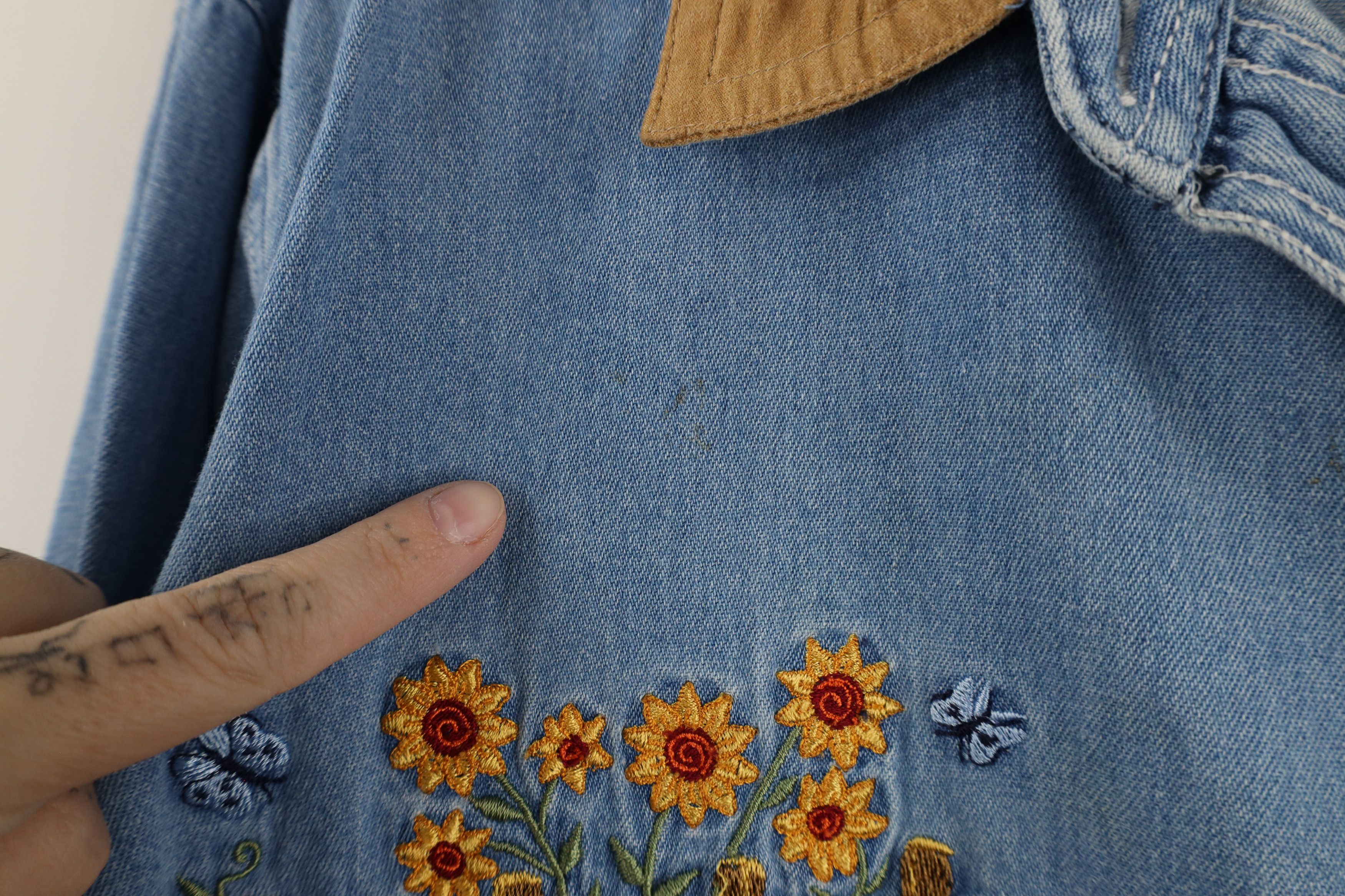 Vintage Vintage 90s Streetwear Garden Pumpkin Denim Button Shirt Size XXL / US 16-18 / IT 52-54 - 8 Thumbnail