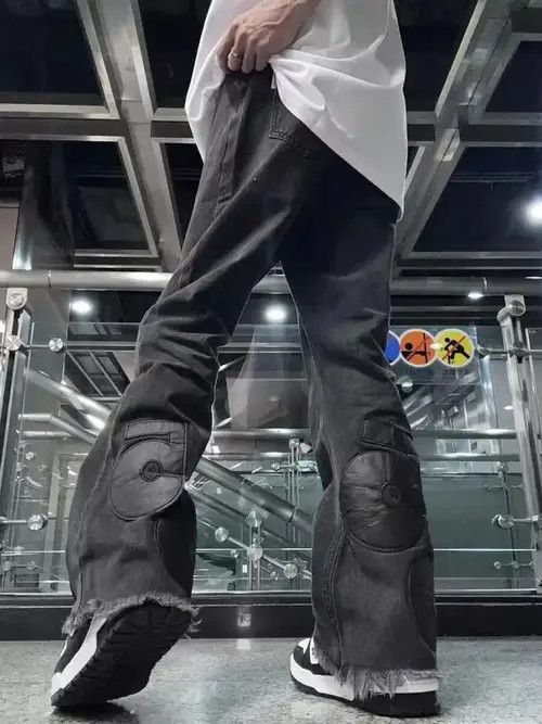 Japanese Brand Vintage black patch micro-flare jeans Size US 32 / EU 48 - 4 Thumbnail
