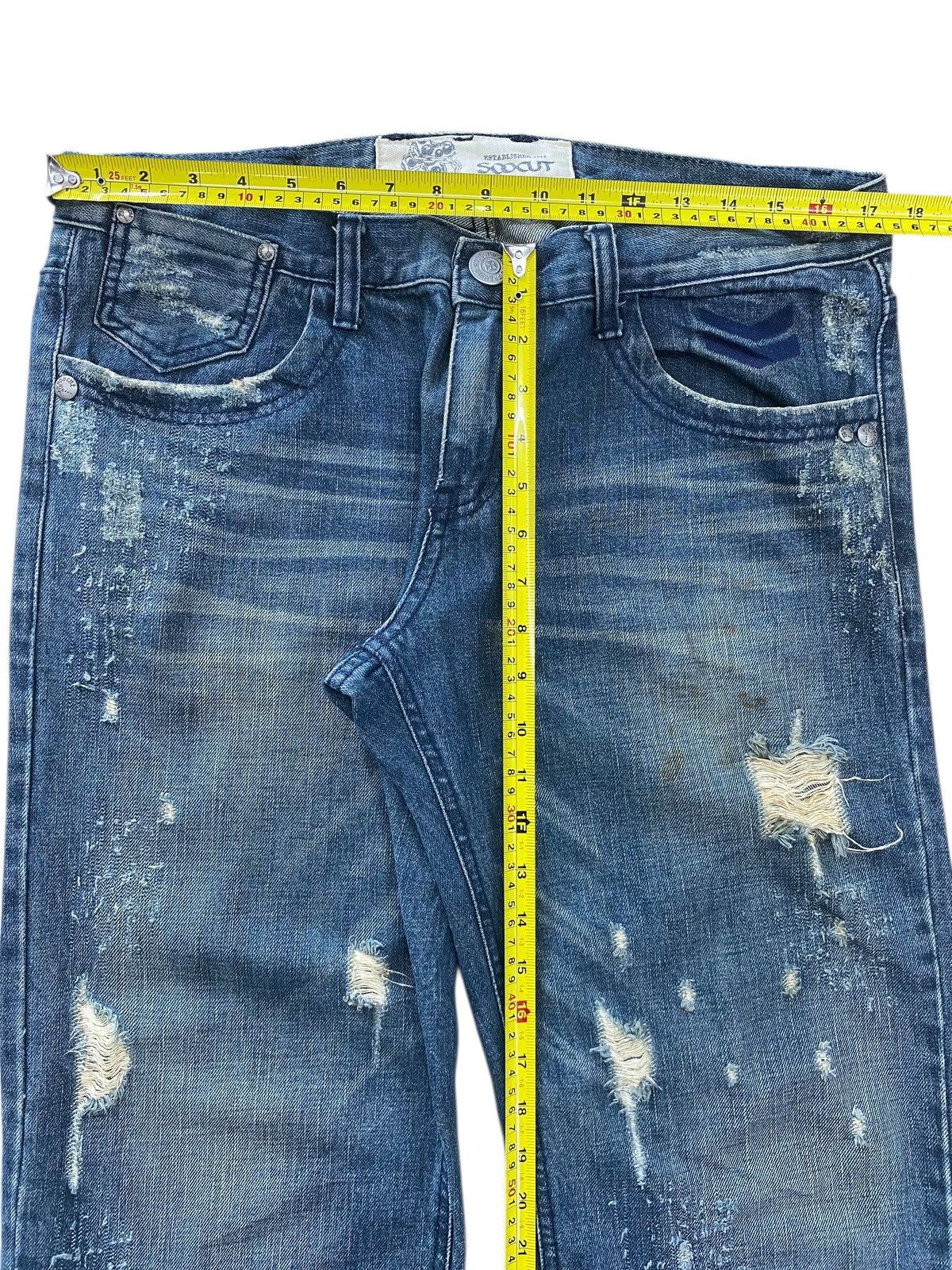 Japanese Brand Soocut Blue Wash Distressed Style Straight Leg Jeans Size US 35 - 6 Thumbnail