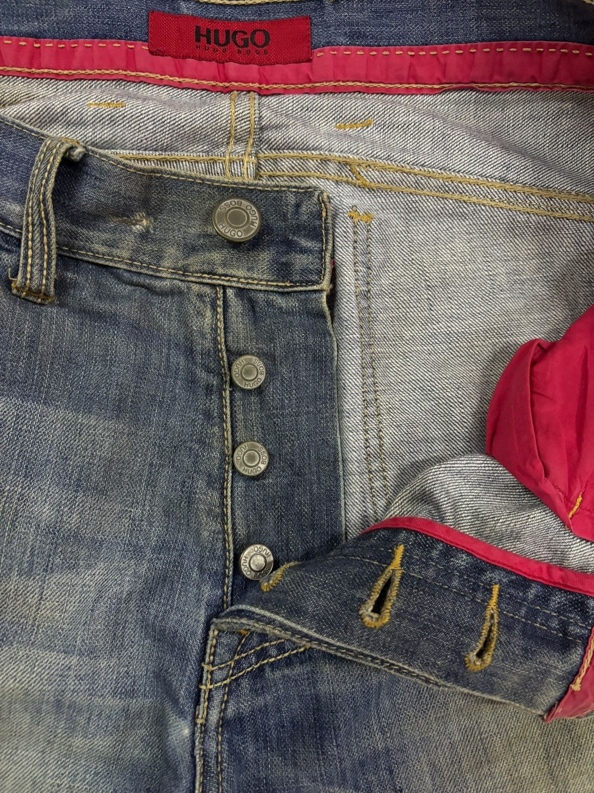 Hugo Boss Vtg HUGO by Hugo Boss Mud Wash Distress Jeans Size US 34 / EU 50 - 5 Thumbnail
