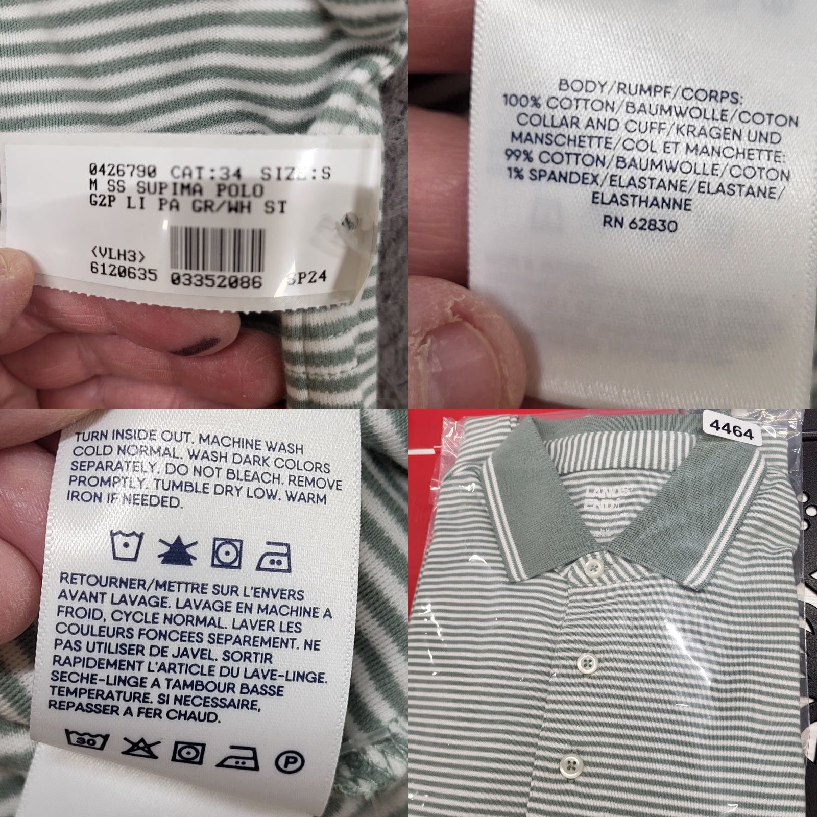Lands' End Lands' End Polo Shirt Men S Green/White Stripe Short Sleeve Golf Shirt Mens S Polo Lands End Stripe Green White" Size US S / EU 44-46 / 1 - 9 Thumbnail