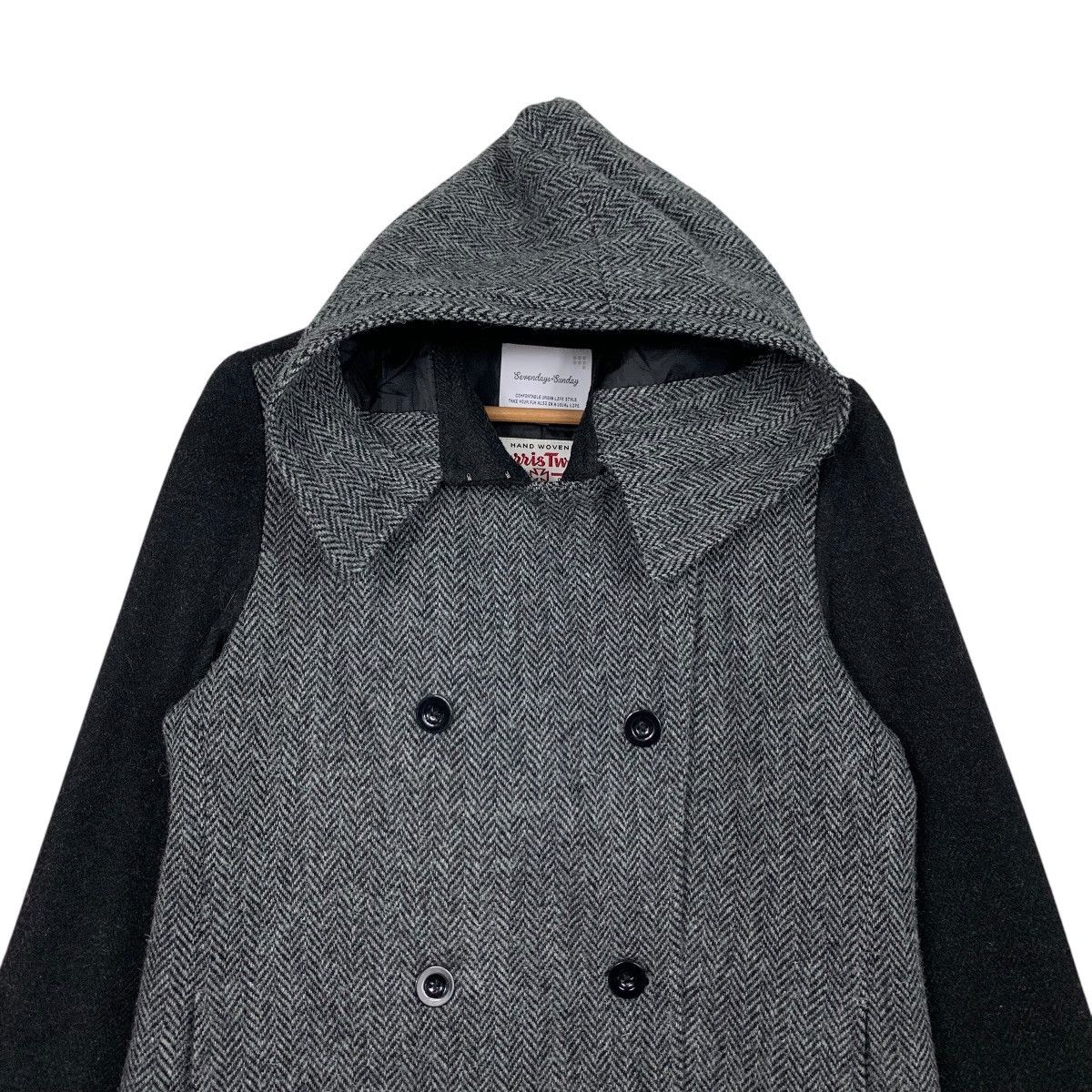 Harris Tweed SEVENDAYS SUNDAY X HARRIS TWEED Herringbone Coat #2596-C117 Size L / US 10 / IT 46 - 2 Thumbnail