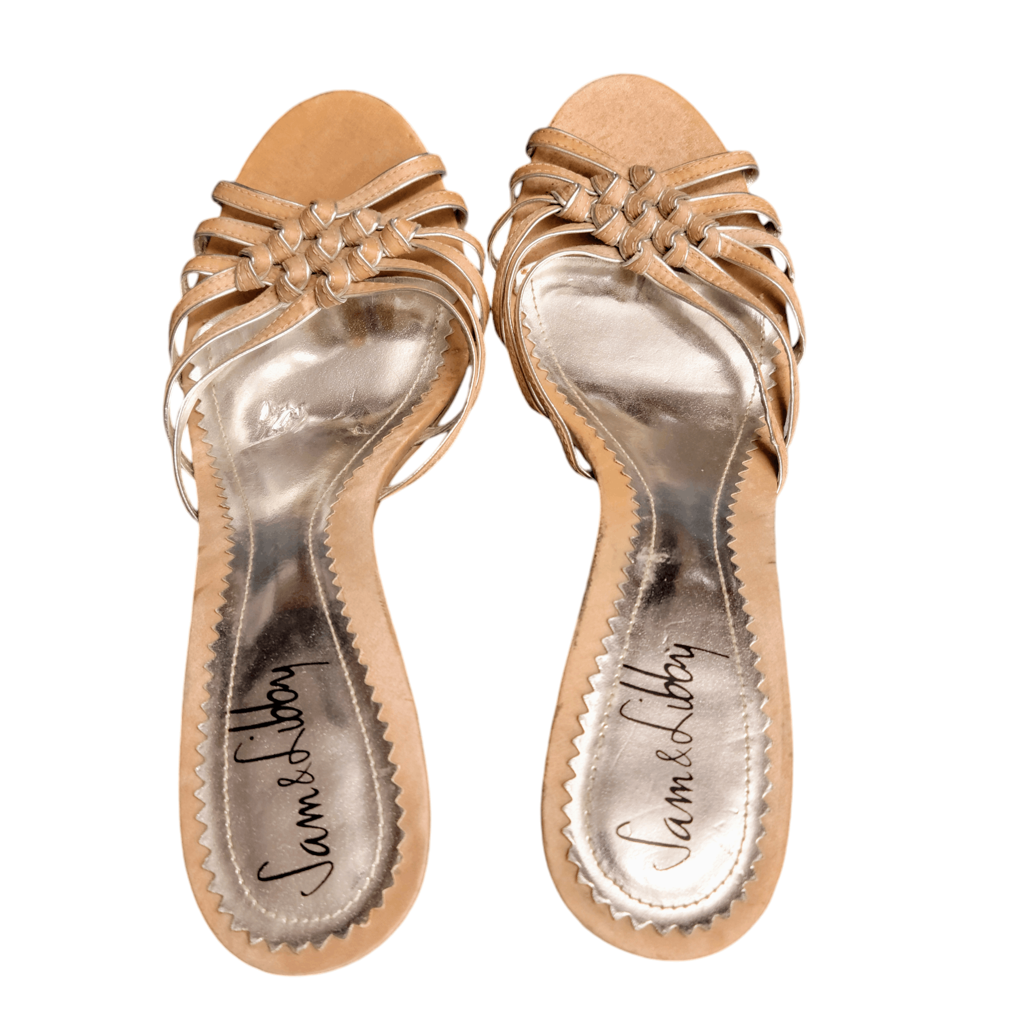NBDN Nobrandedon Sam & Libby Tan & Silver Heel Slides Mules Shoes Size US 8 / IT 38 - 7 Thumbnail