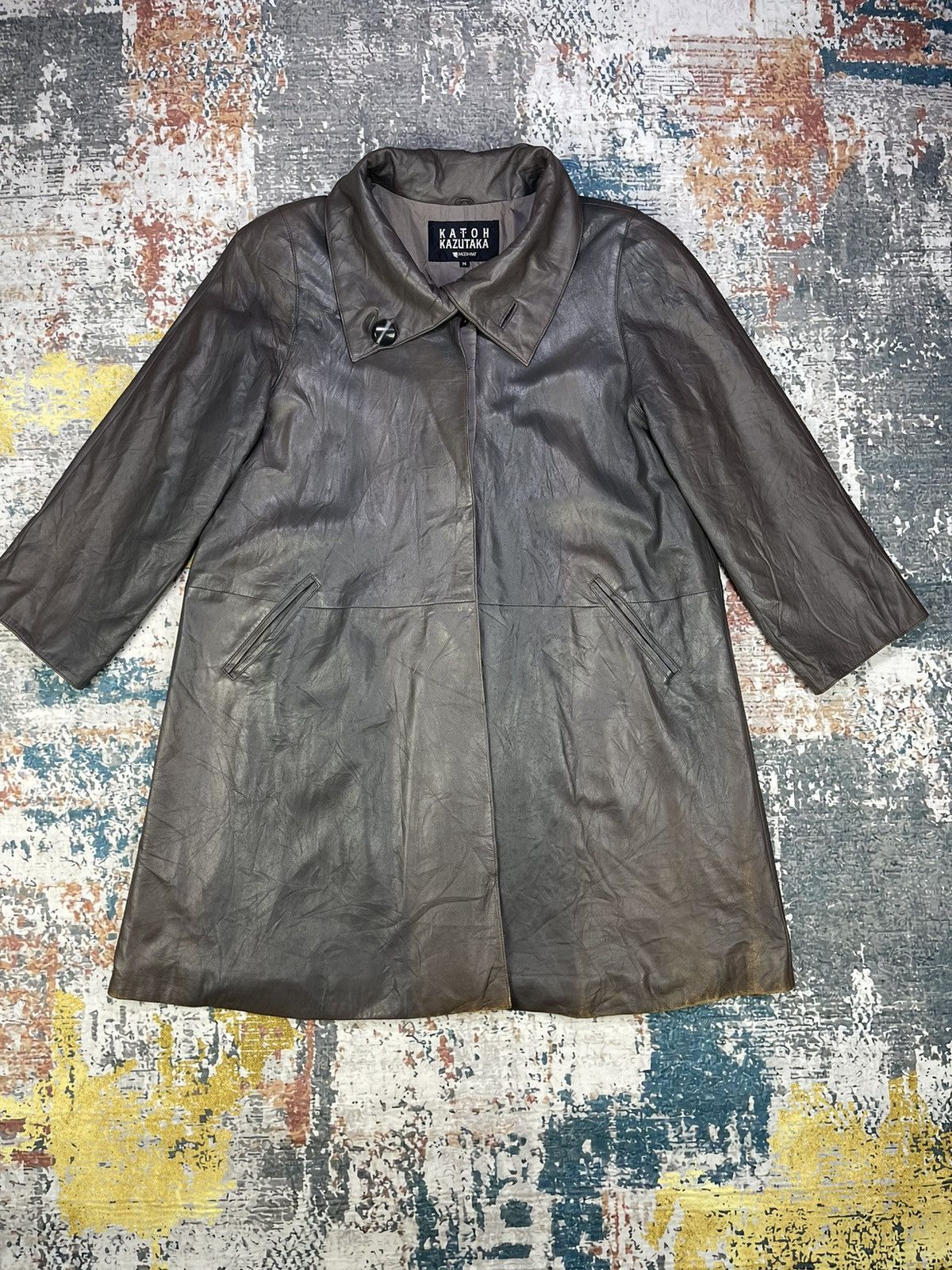 Tete Homme Vtg Katoh Kazutaka Distressed Leather Coats Size M / US 6-8 / IT 42-44 - 1 Thumbnail